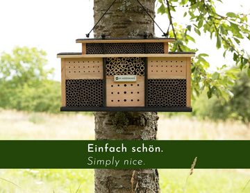 WONDERMAKE Insektenhotel Eukalyptus Holz, Bienenhotel Bienenhaus Insektenhaus Wildbienenhotel, Wildbienen Nisthilfe groß, hängend / stehend Garten Balkon wetterfest