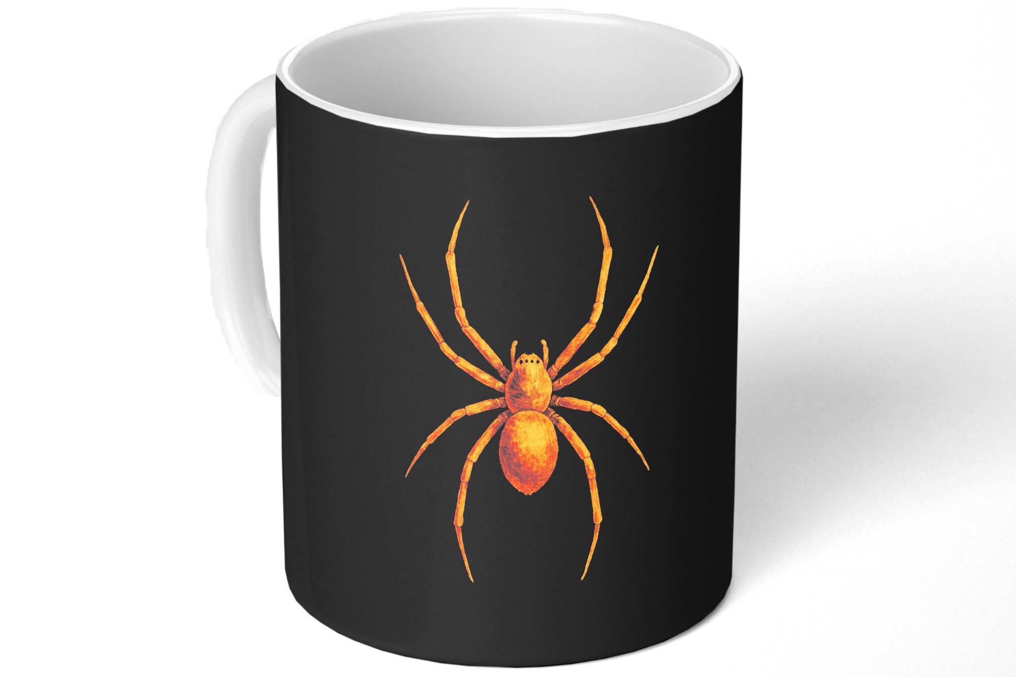 MuchoWow Tasse Spinne - Gold - Minimalistisch - Beine, 1-tlg., Keramik, Kaffeetassen, Teetasse, Becher, Kaffeebecher, Geschenk