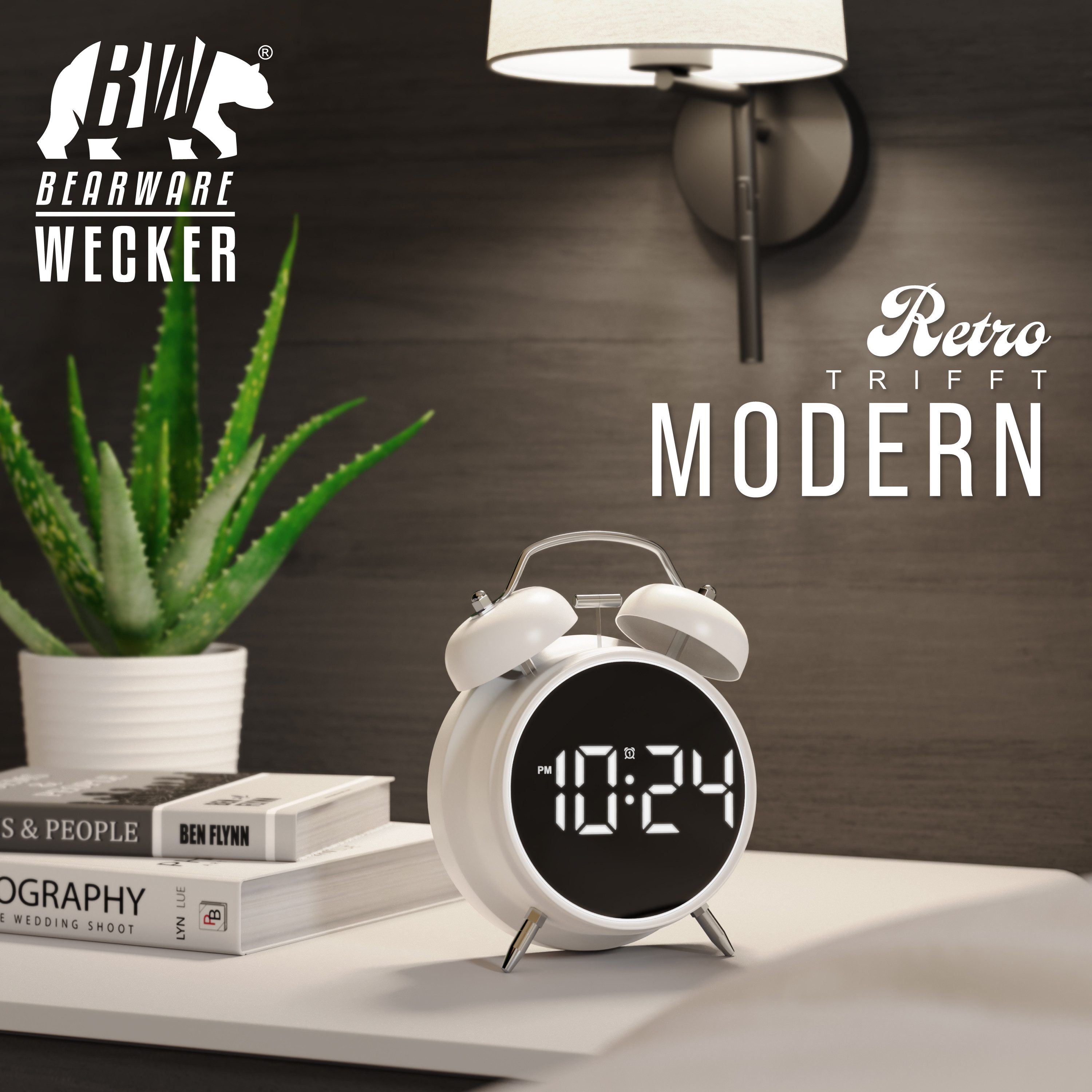 BEARWARE Wecker Digital, rund, Lichtring, Retro, lauter Glockenalarm für Ti günstig online kaufen