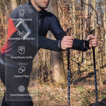 MSports® Nordic-Walking-Stöcke MSPORTS Nordic Walking Stöcke Carbon Premium - aus hochwertigem Carbon - Superleicht - individuell einstellbar - auswählbar mit Tragetasche - Walking Sticks