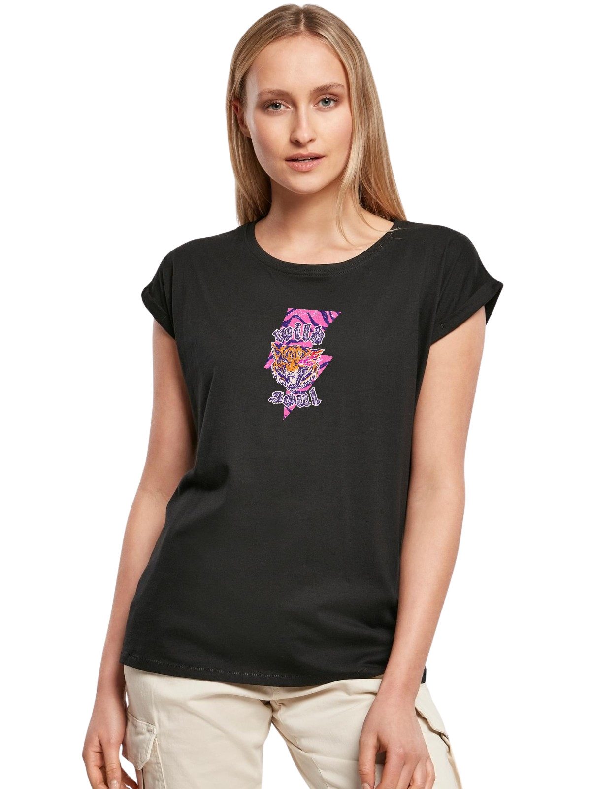 Be Famous Print-Shirt Classic Roll Up D-WILD (1-tlg., keine)