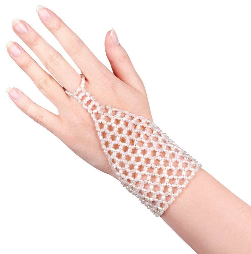 Kostüm Ein Netz Handschuh Sparkle Weiß