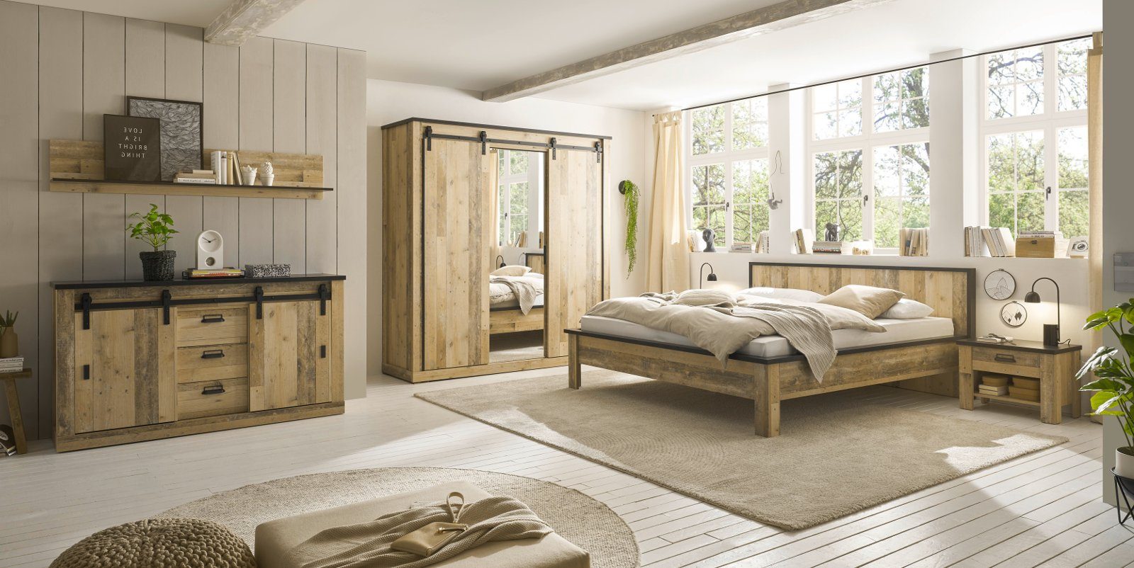 Furn.Design Komplettschlafzimmer Stove, (in Used Wood, Set 6-teilig, Liegef günstig online kaufen