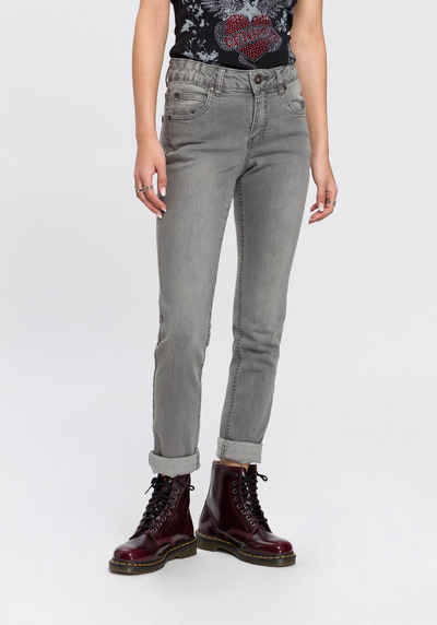 Arizona Slim-fit-Jeans Bund mit seitlichem Gummizugeinsatz High Waist