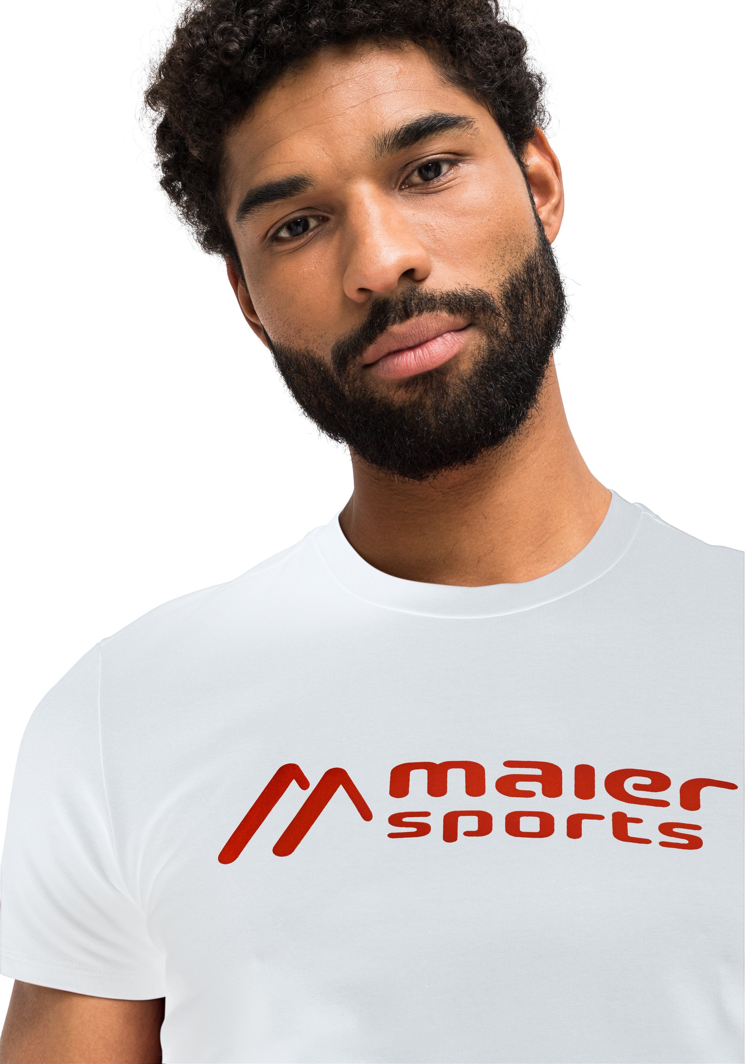 Maier Funktionsshirt Sports aus Rundhalsshirt Tee M MS Material Vielseitiges weiß elastischem