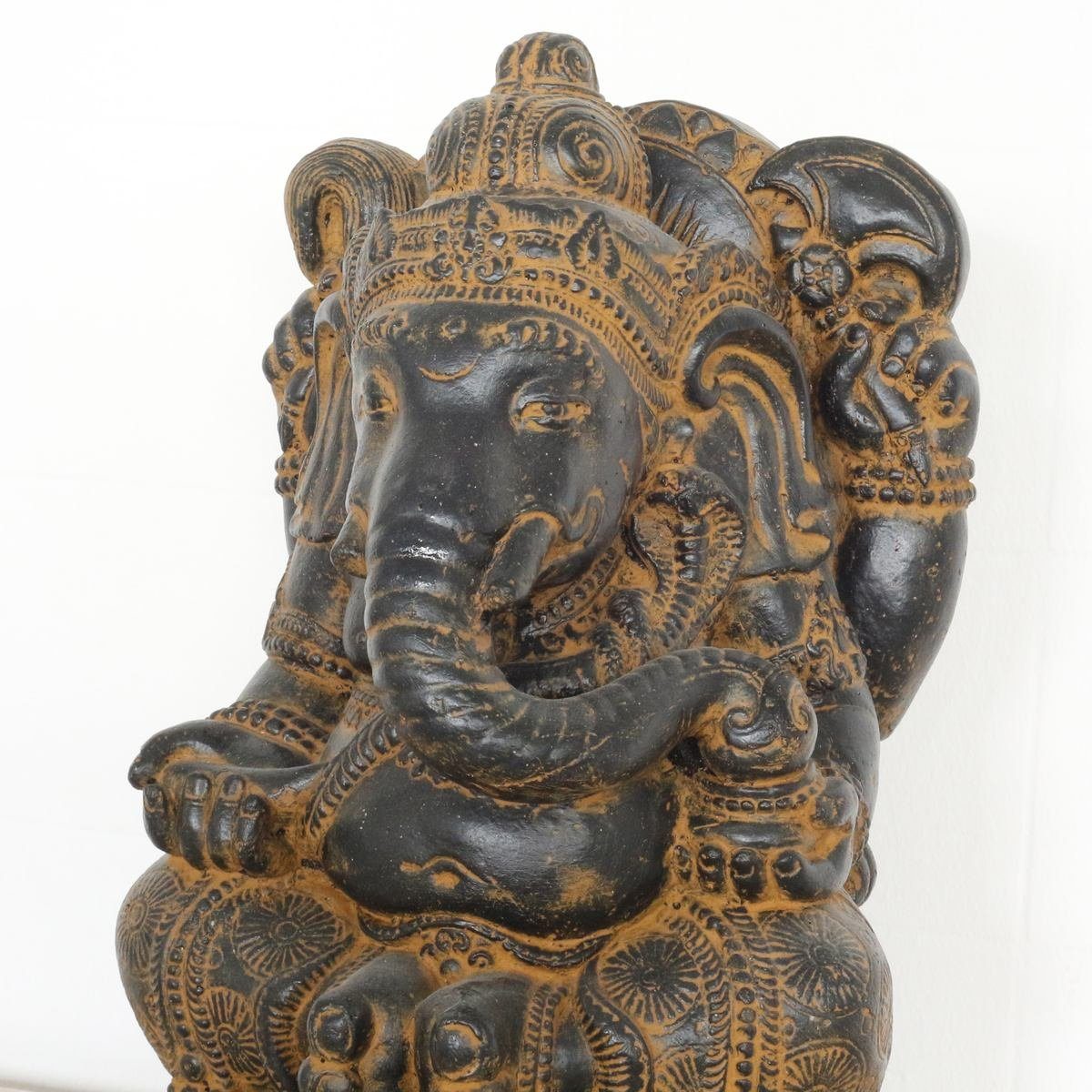 Oriental Galerie Dekofigur Ganesha traditionelle cm (1 45 Finish Handarbeit Herstellung im in Figur Ursprungsland St), Beton Antik