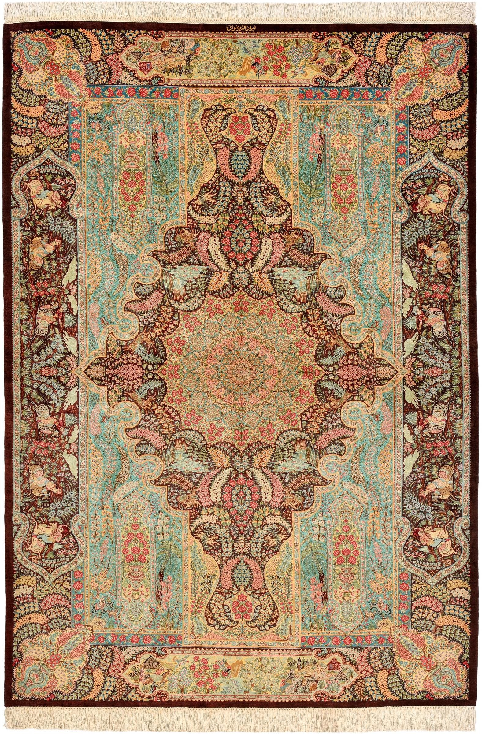 Nain Trading Seidenteppich Ghom Seide 136x199 Handgeknüpfter Orientteppich / Perserteppich, rechteckig, Höhe: 3 mm