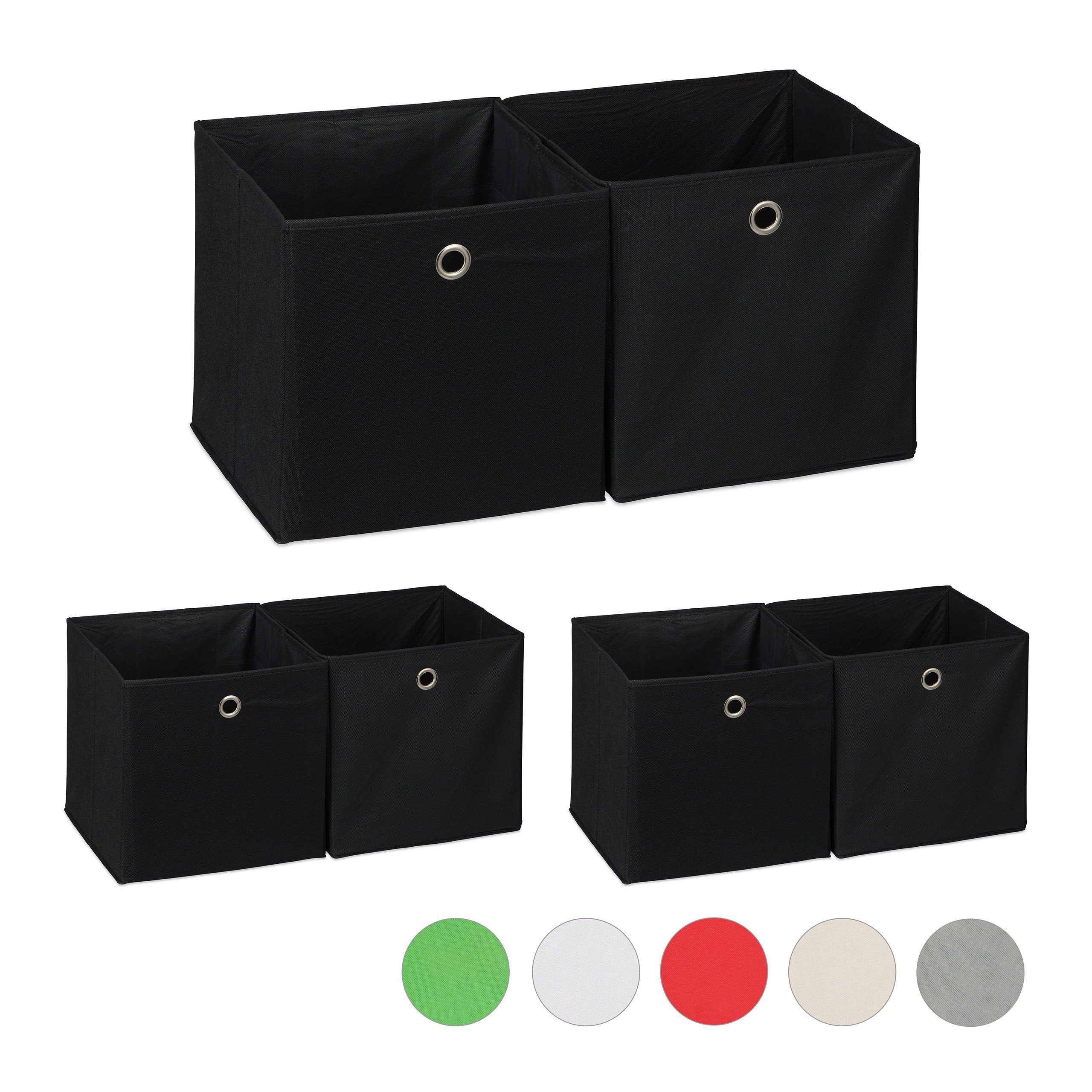 Aufbewahrungsbox 6 x Aufbewahrungsbox Stoff schwarz
