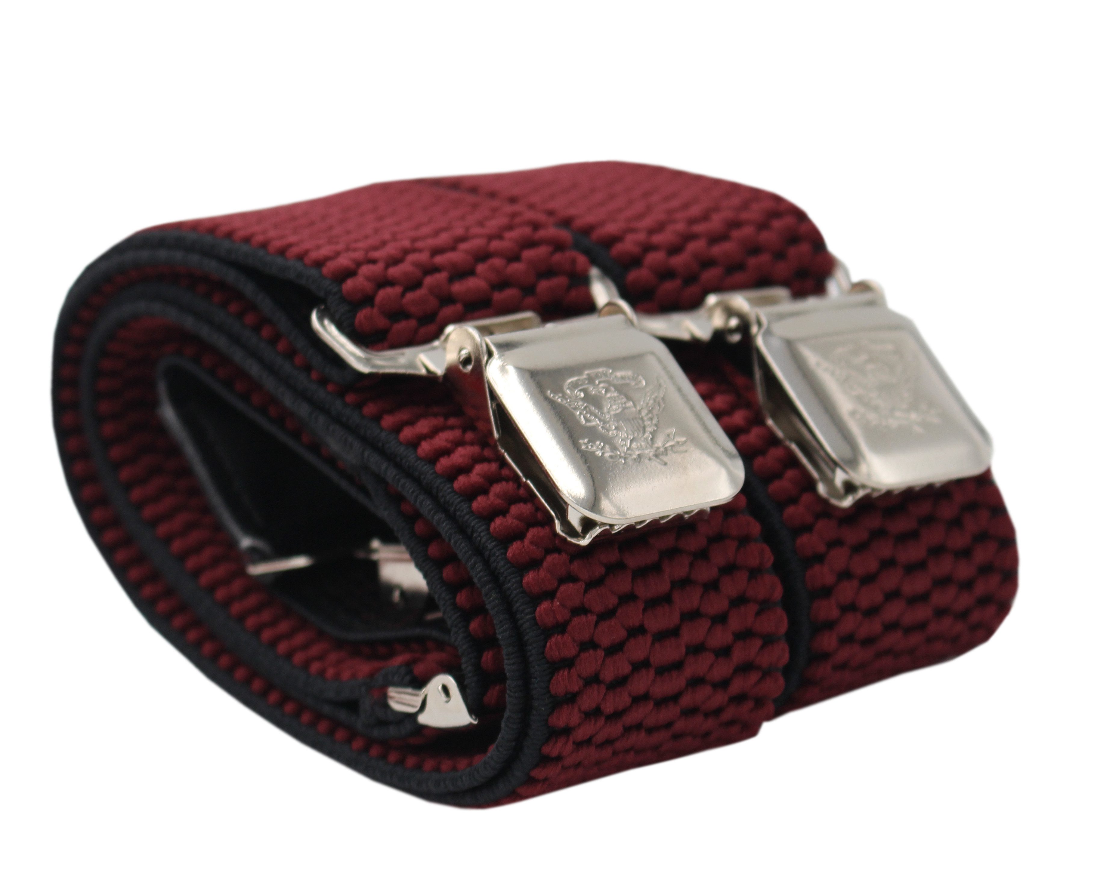 Fabio Farini Hosenträger 4cm Breites Y-Design verstellbar mit extra starken Clipverschluss, Brombeere