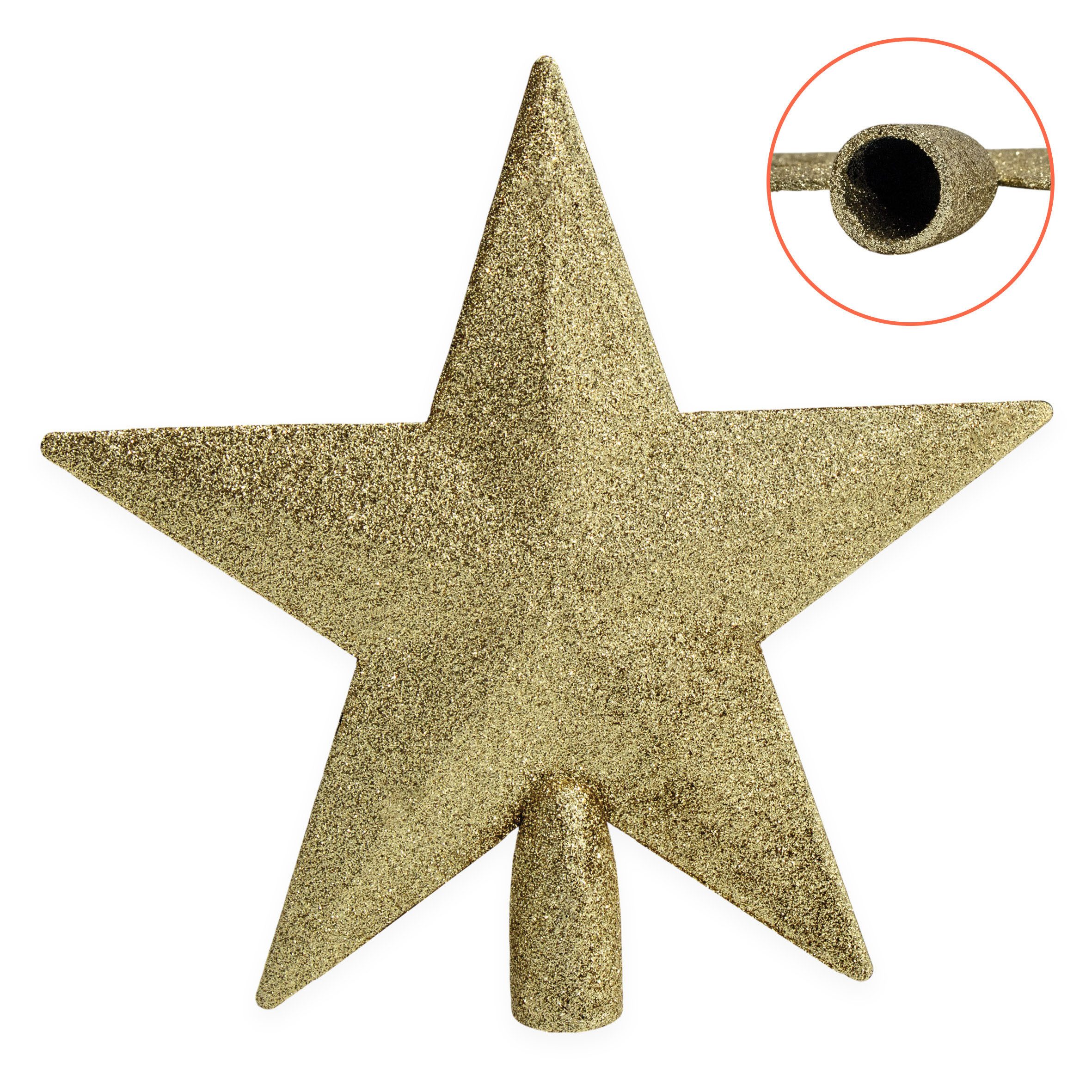 Spetebo Christbaumspitze 3D Weihnachtsstern 20 cm mit Glitzer (1-tlg), Festliche Sternspitze für Tannenbaum