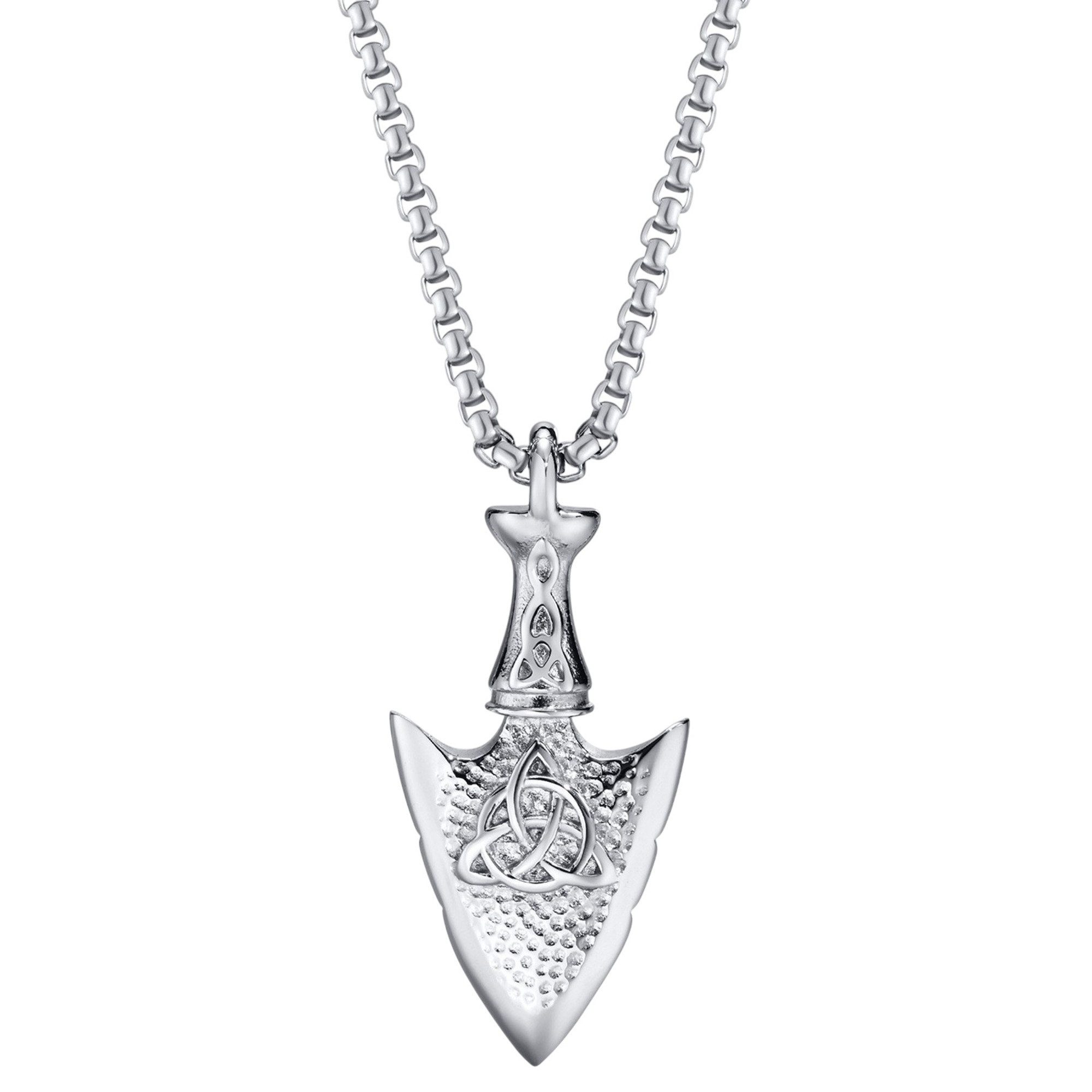 Kette mit Anhänger Halskette Pfeilspitze Silber od. Schwarz Herren Edelstahl