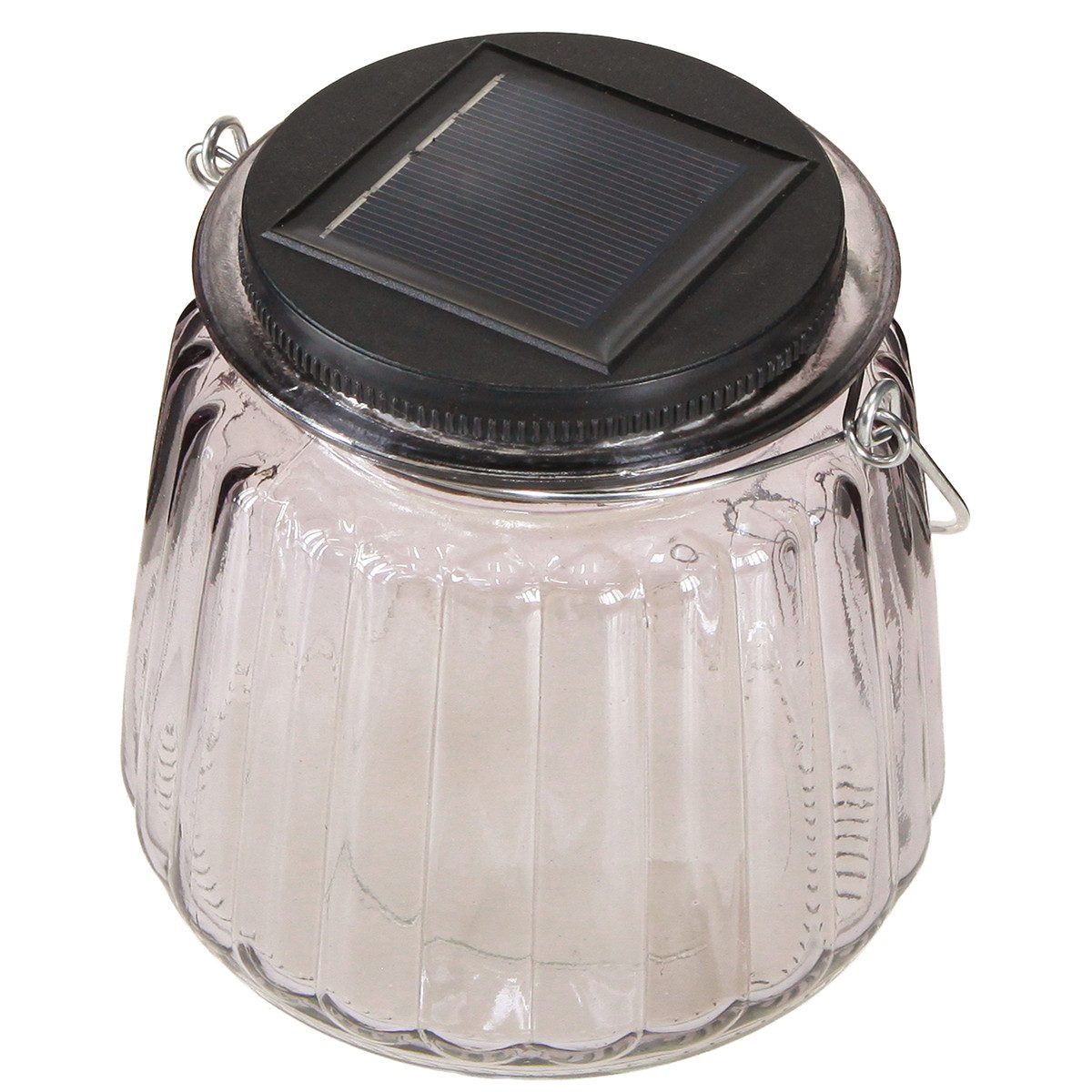 Posiwio Windlicht LED Solar Gartenleuchte Glas Hängend Lila Ø10,5cm 2St