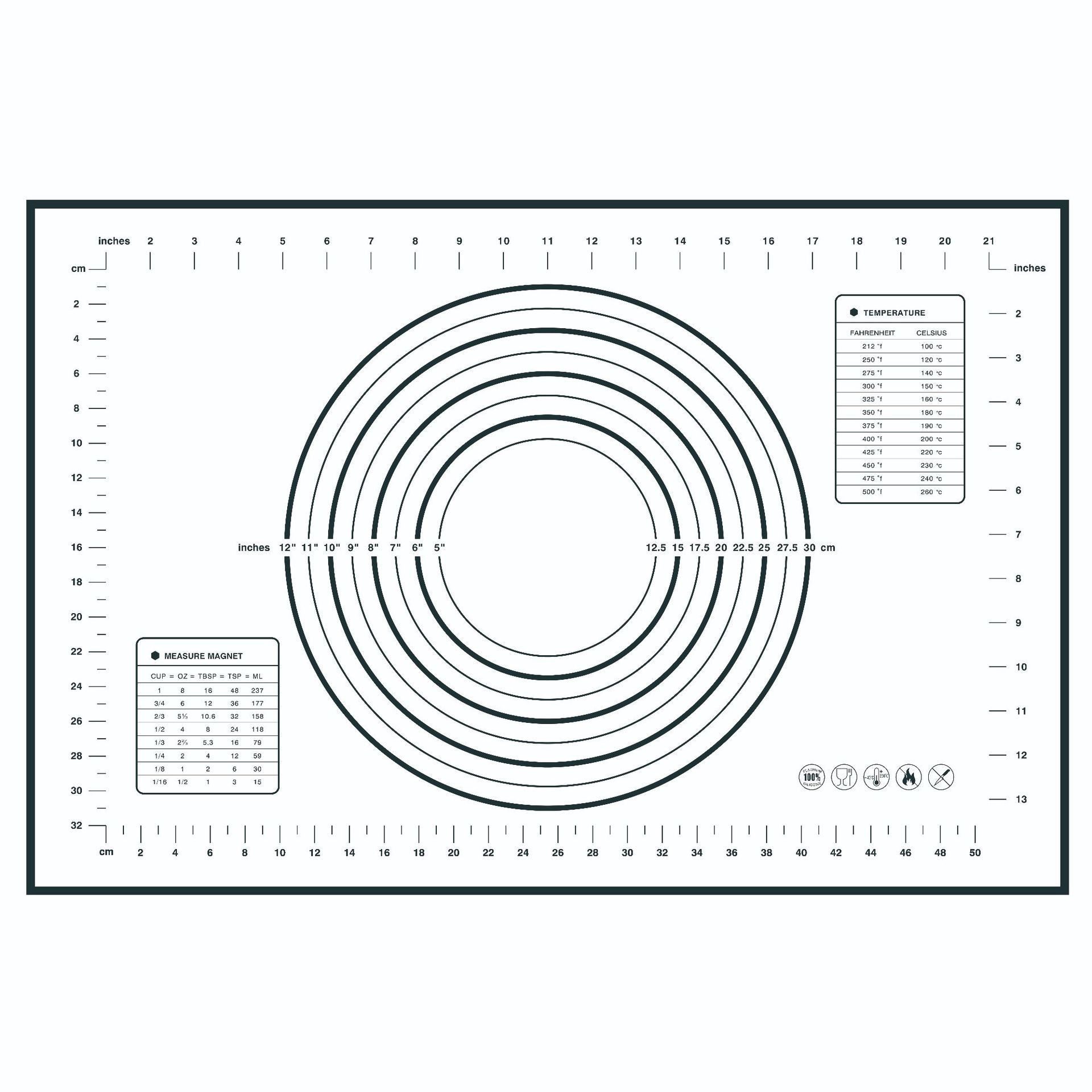FOUORTUNATE-BEE Backmatte Silikon-Backmatte, wiederverwendbar, antihaftend und rutschfest, Mit Messlinien, Größe wählbar: 40×60 cm oder 60×80 cm, schwarz