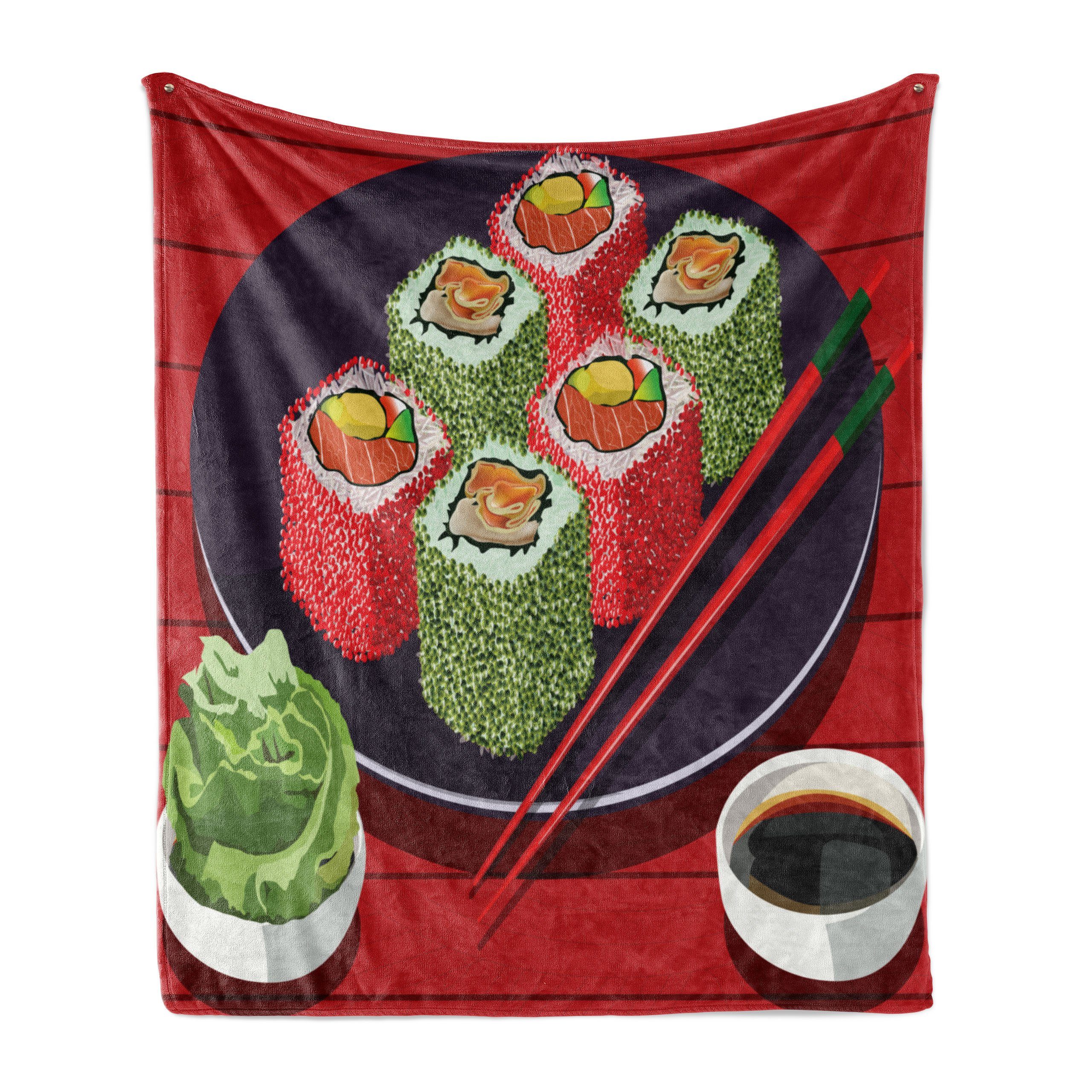 Wohndecke Gemütlicher Plüsch für den Innen- Sushi Abakuhaus, Wasabi Cartoon Köstliche Außenbereich, und