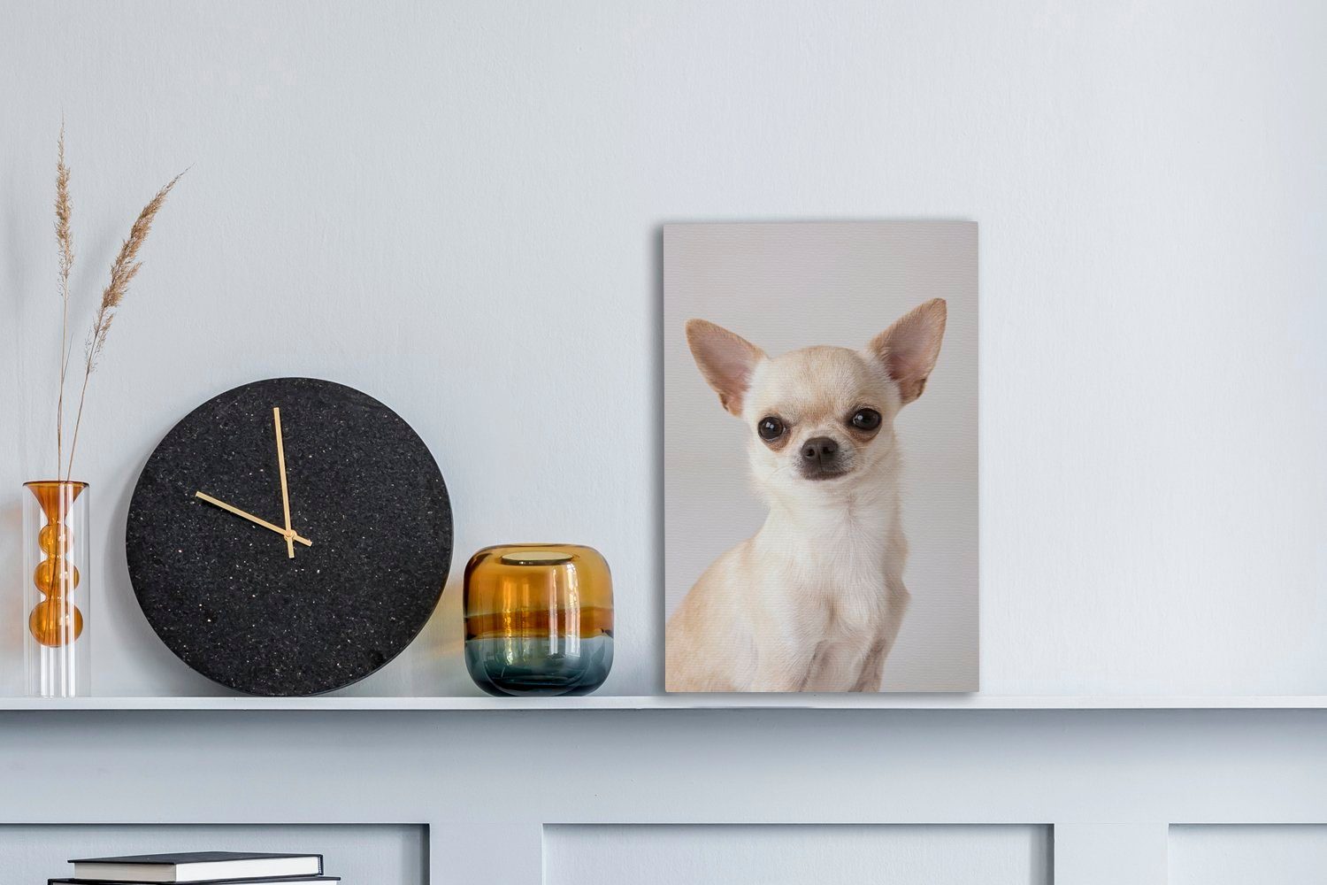 Zackenaufhänger, fertig kleinen Leinwandbild eines OneMillionCanvasses® weißen inkl. St), (1 Leinwandbild Chihuahuas, Porträt 20x30 Gemälde, cm bespannt