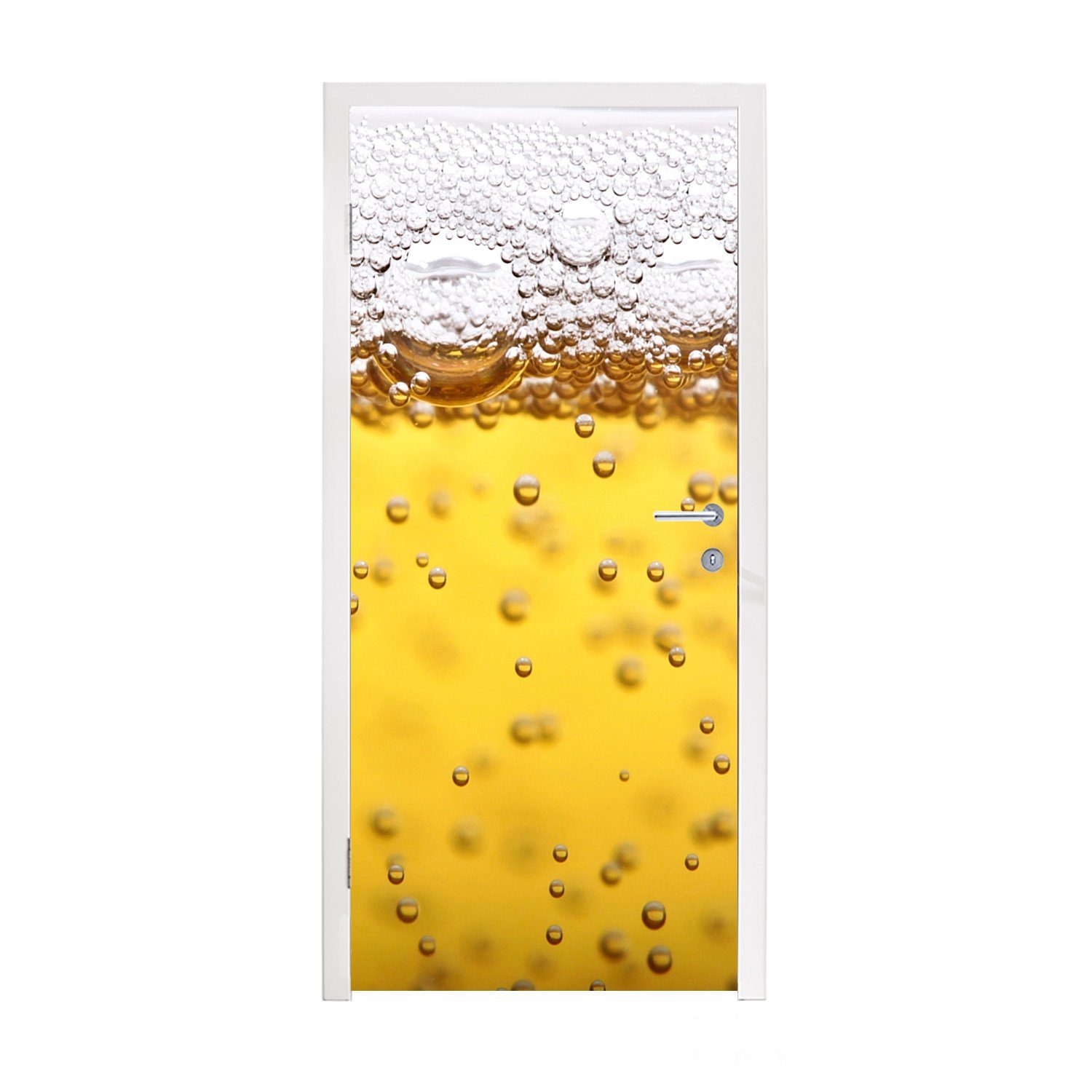MuchoWow Türtapete Bierblasen im Glas, Matt, bedruckt, (1 St), Fototapete für Tür, Türaufkleber, 75x205 cm