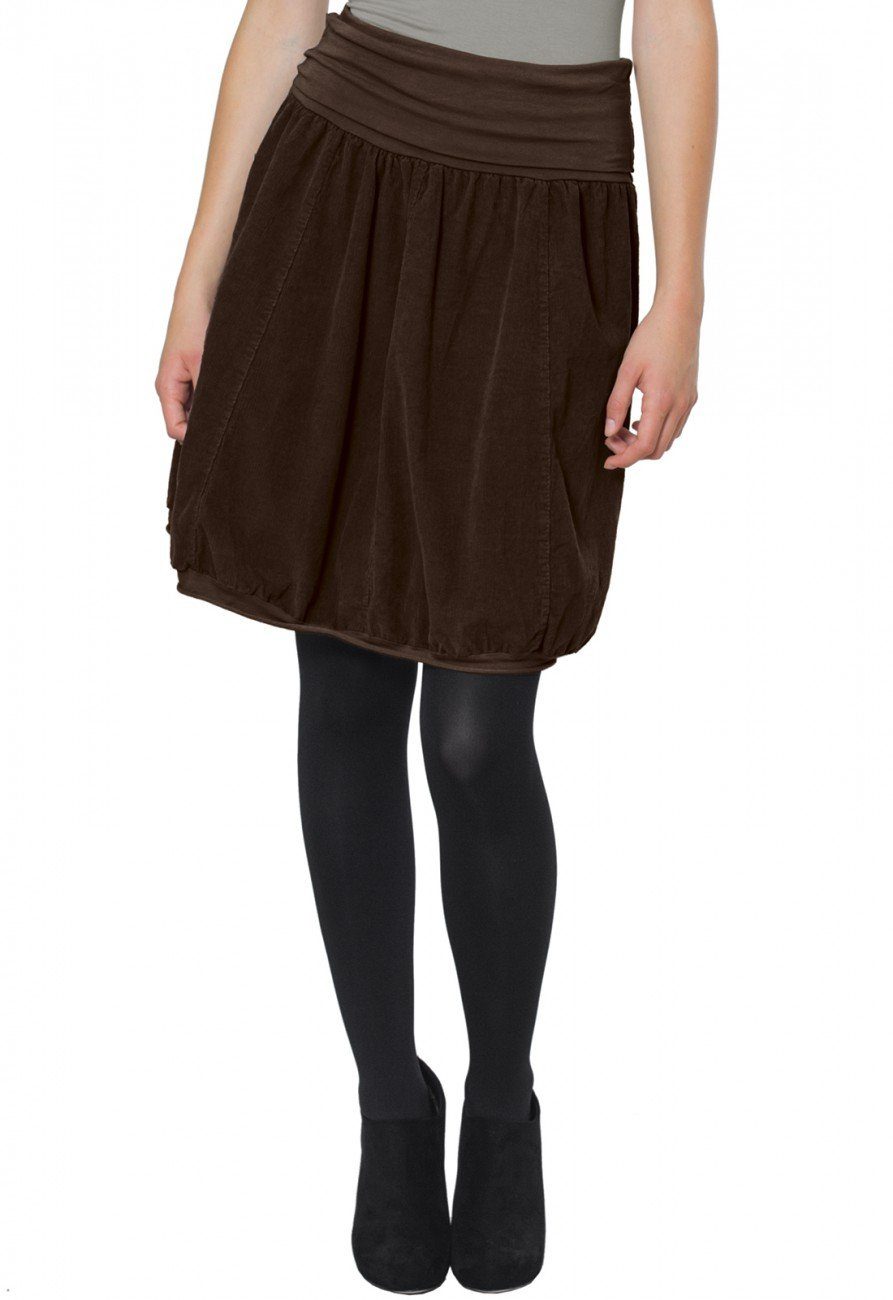 Caspar Faltenrock RO004 Damen Cord Rock knielang mit hohem elastischem Bund - Made in Italy