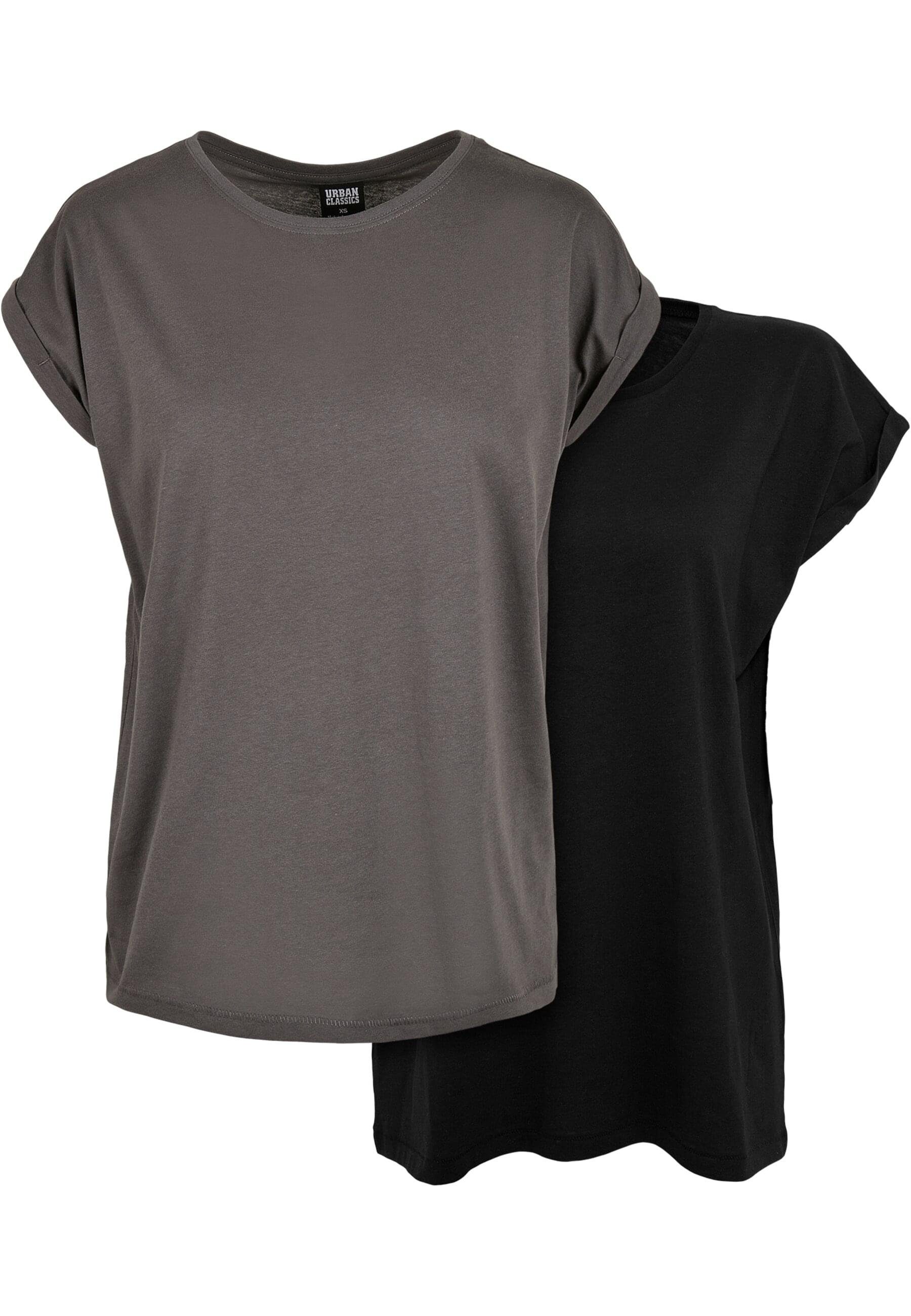 URBAN CLASSICS T-Shirt Urban Classics Damen Ladies Extended Shoulder Tee 2-Pack (1-tlg)