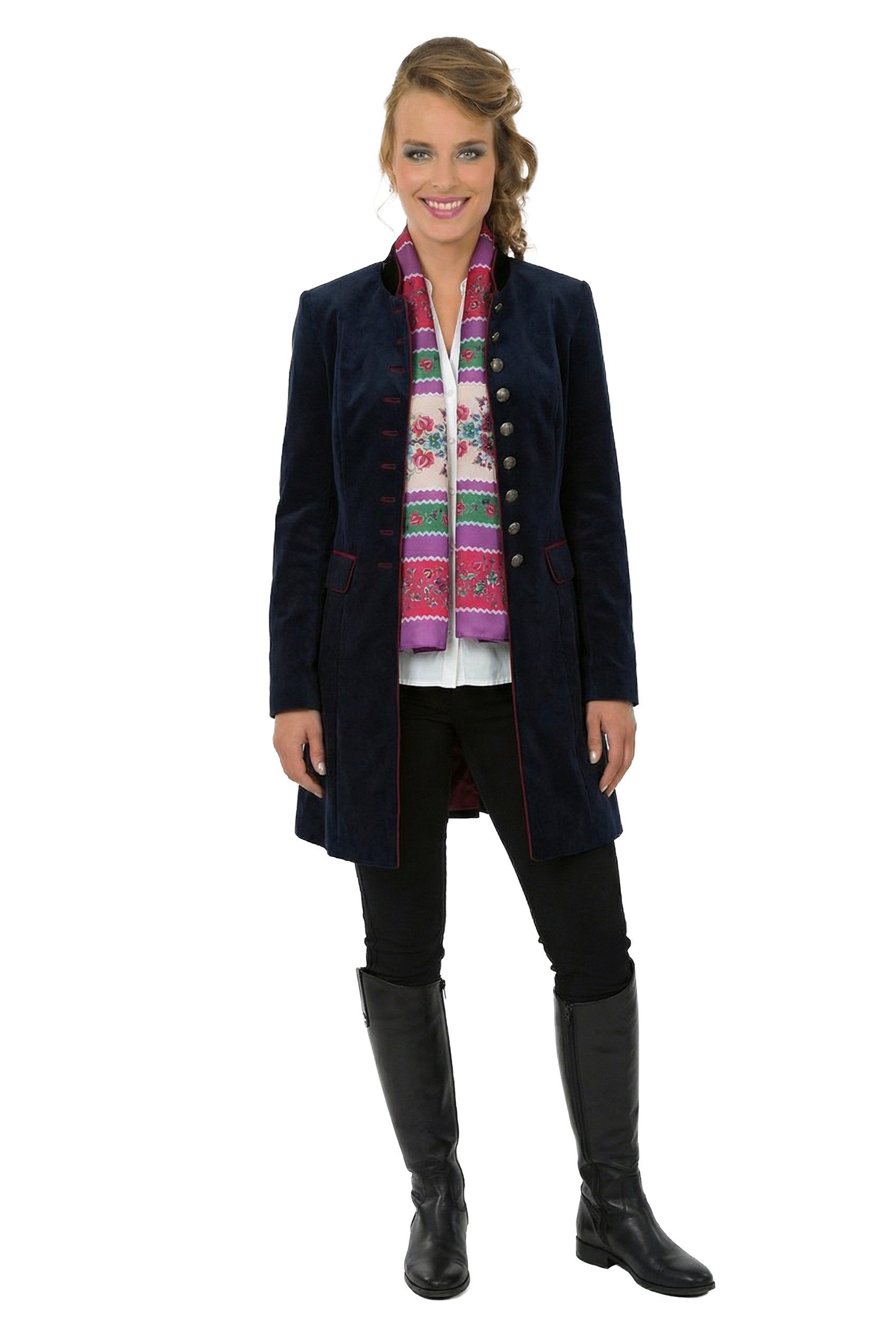 Moschen-Bayern Trachtenblazer Trachtenblazer Damen Trachtenjacke Trachtenjanker Gehrock Schwarz Grau Stehkragen mit Samt – Bild 5 von 5