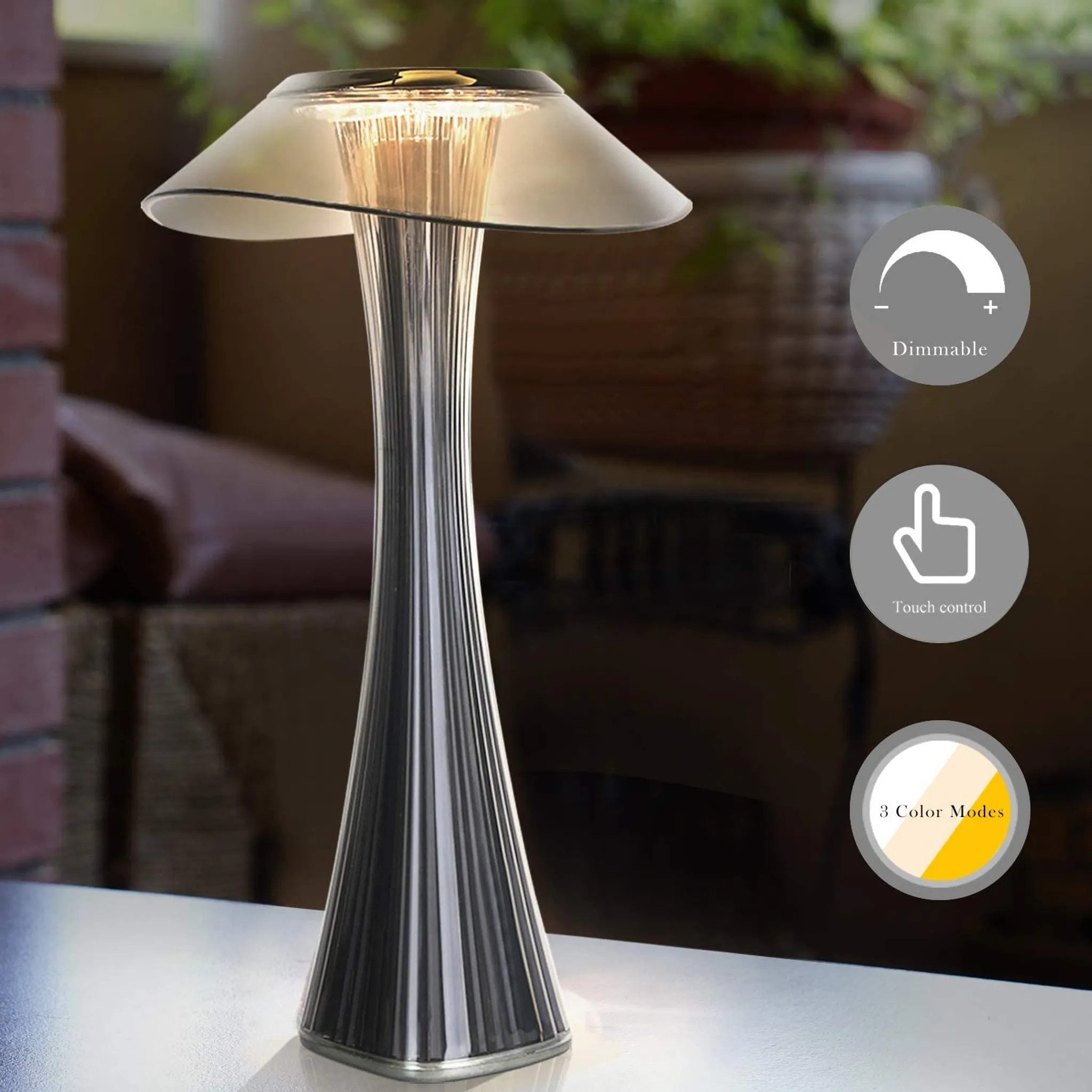 LED Nachttischlampe Modern Dimmbar USB mit 3 Helligkeitsstufen Tischleuchte Tischlampe