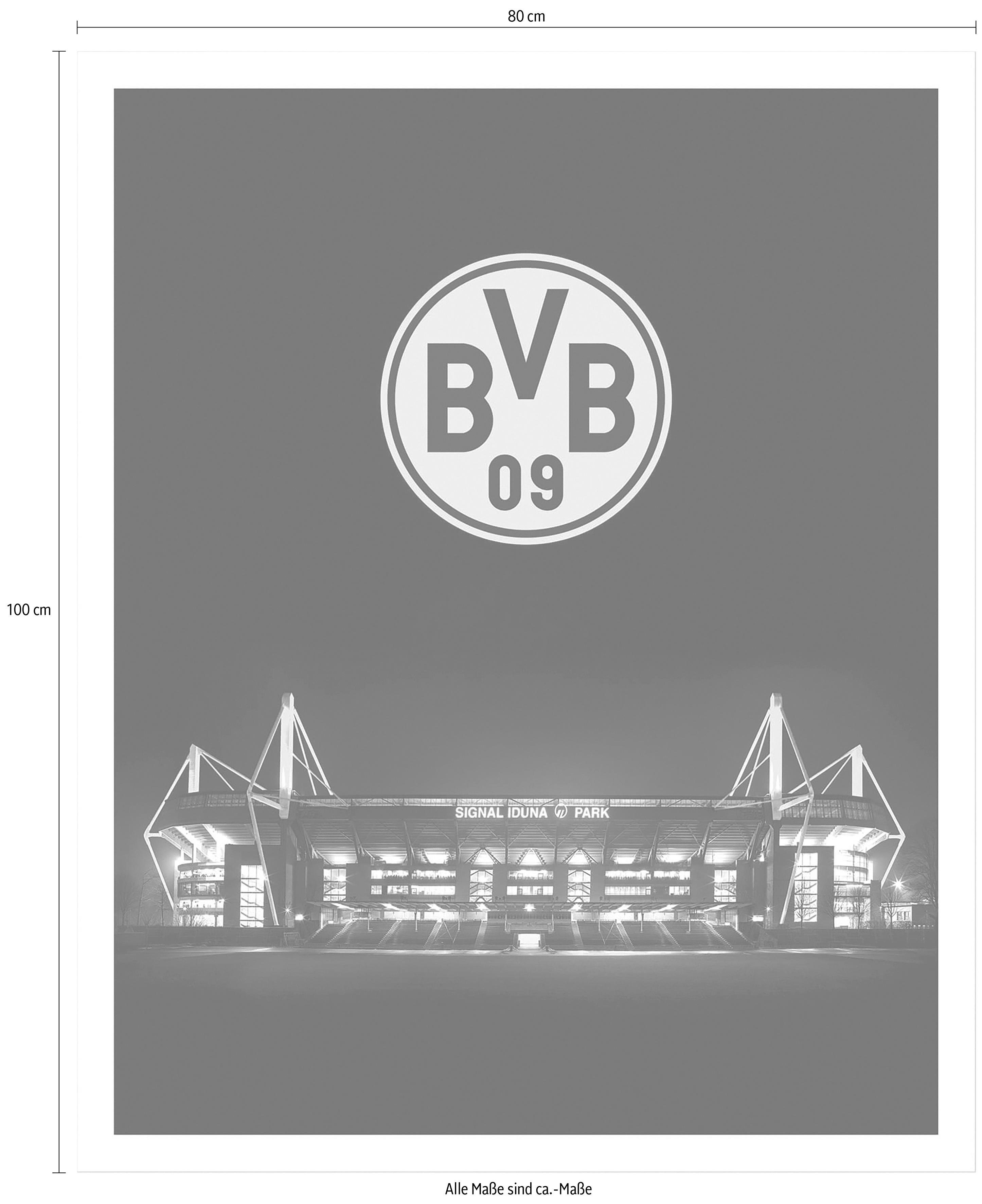 Wall-Art Poster »BVB Signal Iduna Park bei Nacht Emblem«, Poster, Wandbild, Bild, Wandposter-Otto