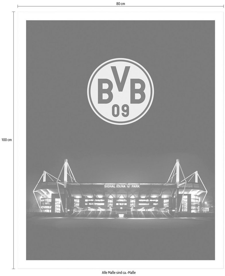 Wall-Art Poster »BVB Signal Iduna Park bei Nacht Emblem«, Poster, Wandbild, Bild, Wandposter-HomeTrends