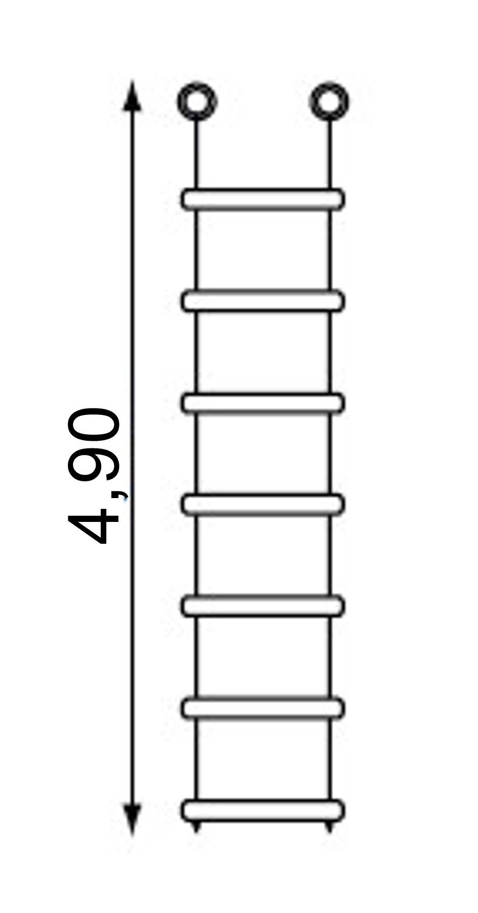Loggyland Kletterseil Strickleiter 14 Holzsprossen 4,90 m lang Spielturm Schaukel, mit Metallringen zum Aufhängen und 14 Sprossen!