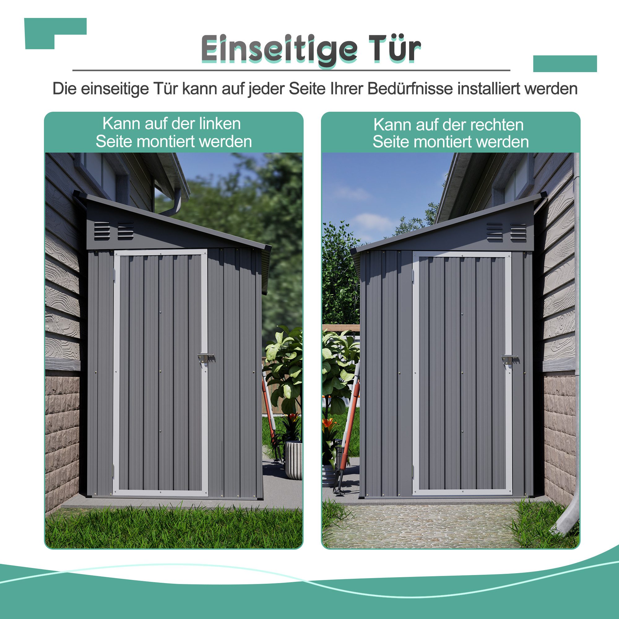 Thanaddo Gartenhaus Metall Gerätehaus Geräteschuppen Inkl. Metallfundament, (Mehr Leben im Garten), inkl. Fundament aus Metall (ohne Boden)