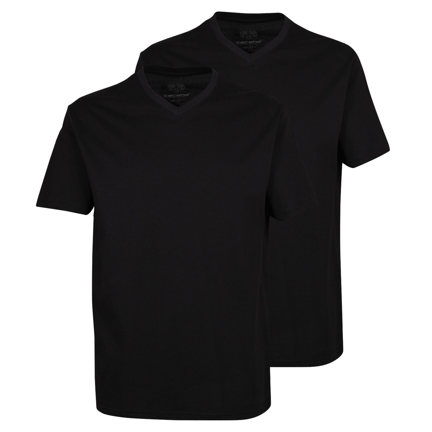 CECEBA T-Shirt Maverick (2-tlg) V-Ausschnitt, kurzarm, Baumwolle, im 2er Pack Schwarz