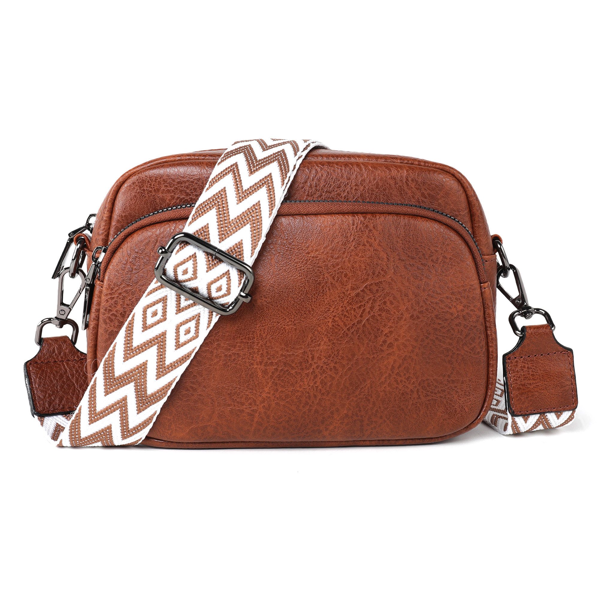 TAN.TOMI Umhängetasche Damen Handy Umhängetasche Echtes Crossbody Bag Damen Handytasche, Umhängetasche Damen Klein Taschen mit Breitem Schultergurt u 3 fächern
