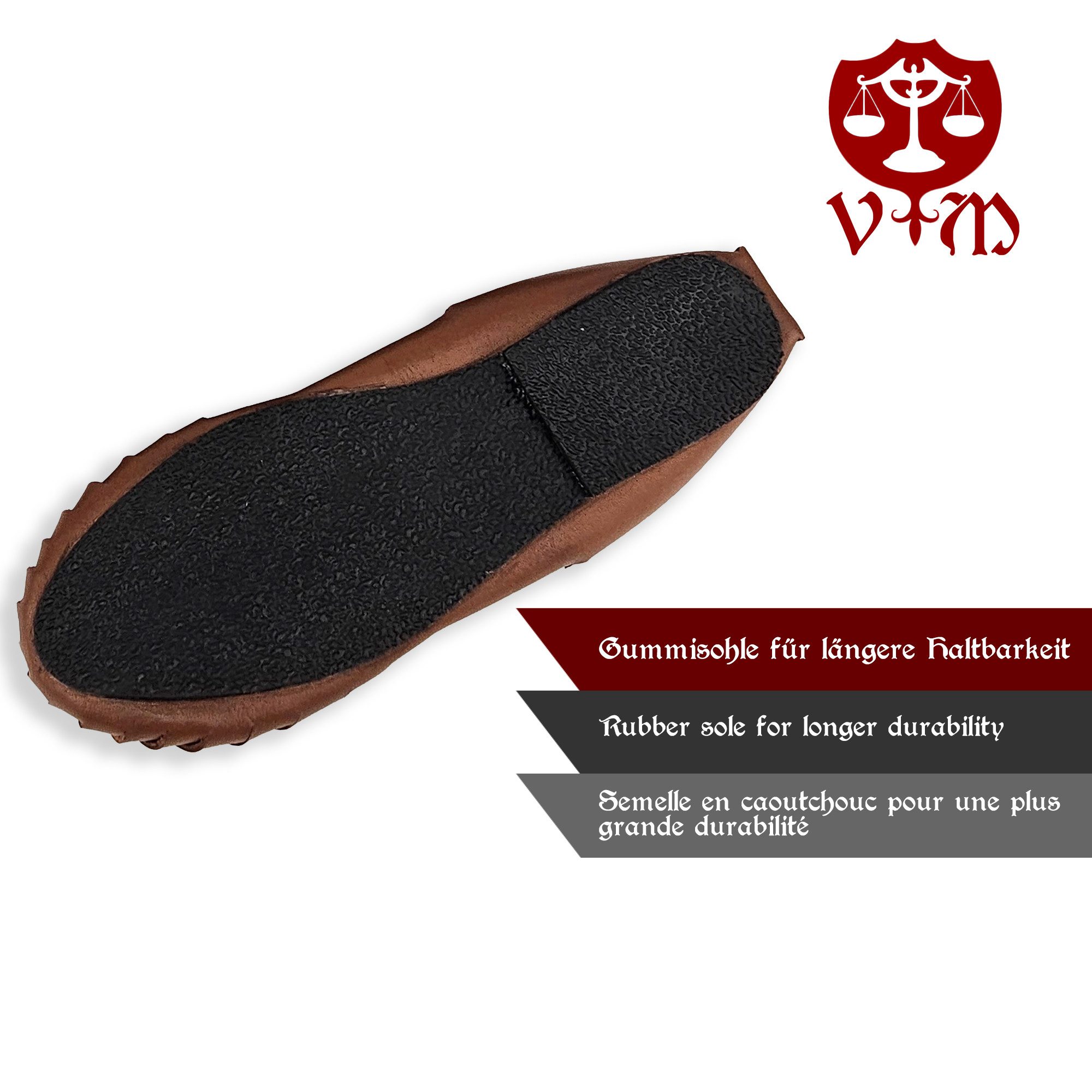 Vehi Mercatus Ritter-Kostüm Mittelalter Bundschuhe Braun mit Gummisohle 30/31