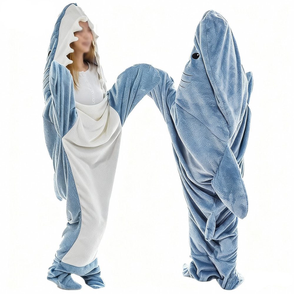 Wohndecke Hai Decke Mit Ärmeln, Superweichem Flanell Decken Hoodie Hai Over günstig online kaufen