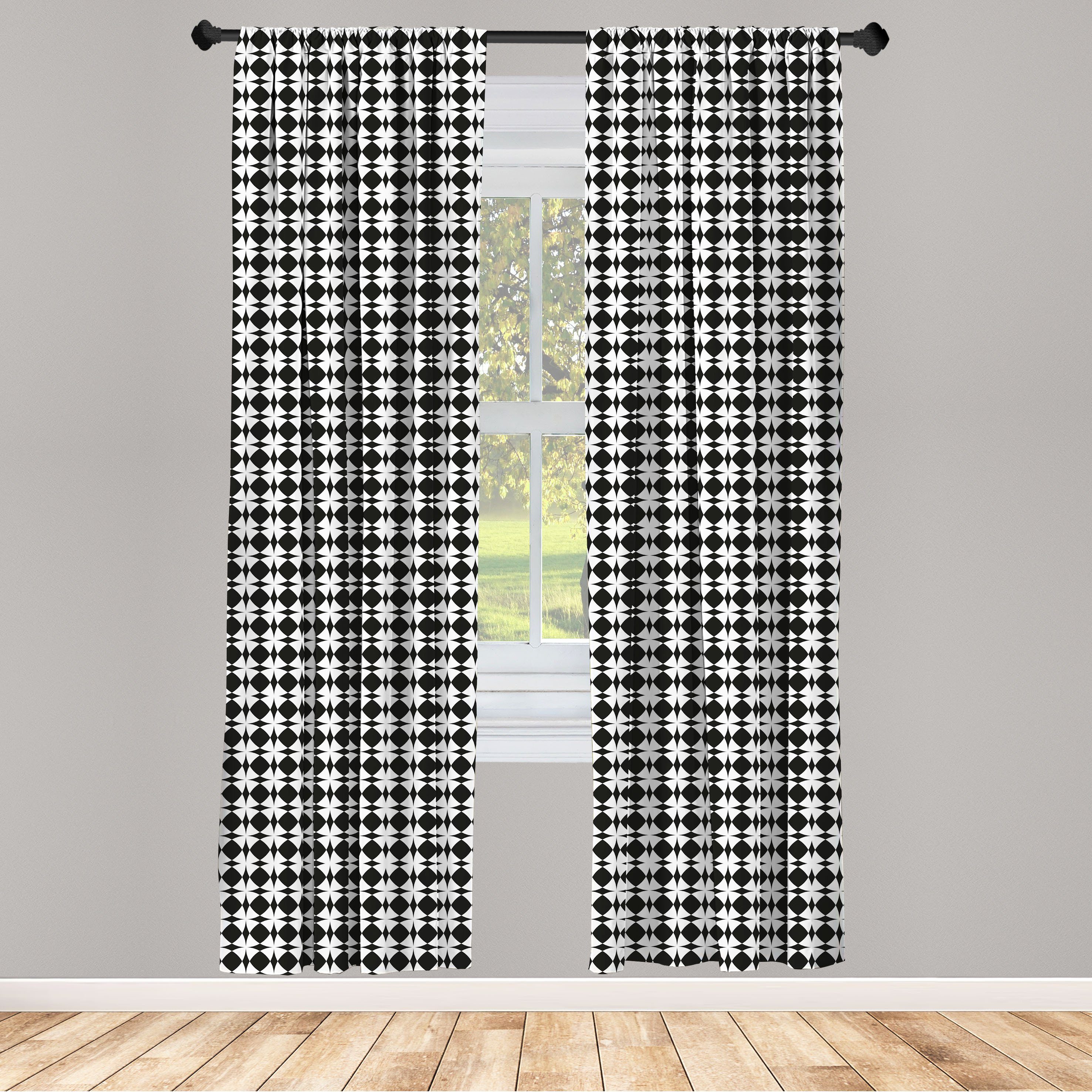 Gardine Vorhang für Wohnzimmer Schlafzimmer Dekor, Abakuhaus, Microfaser, Minimalistisch Monochrome Formulardesign