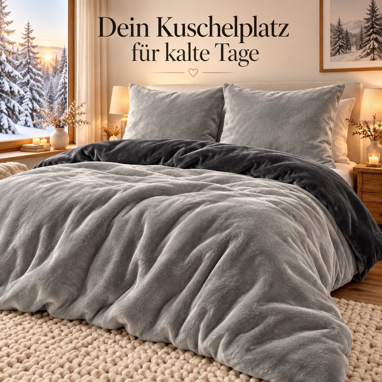 Leonado Vicenti Bettwäsche Winter Teddy Plüsch Cashmere Touch, Fleece, 3 teilig, flauschig warmes Nicky-Teddy-Plüsch, Einfarbig – Bild 2 von 5