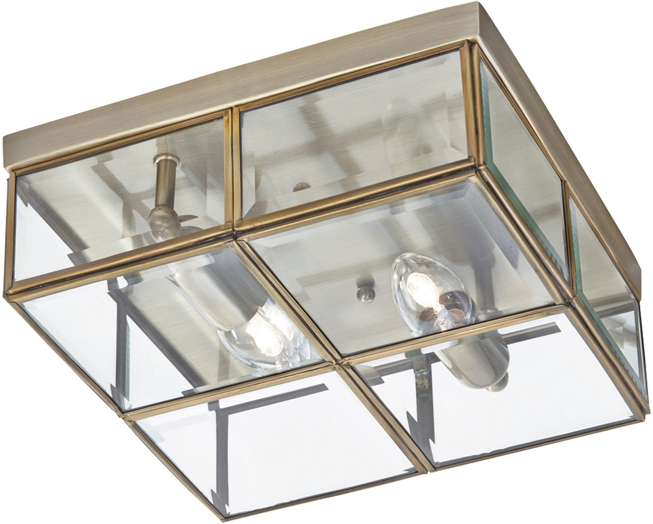 Searchlight Deckenleuchte Pisa 2Lt Deckenleuchte - Metall und klares abgeschrägtes Glas, ohne Leuchtmittel