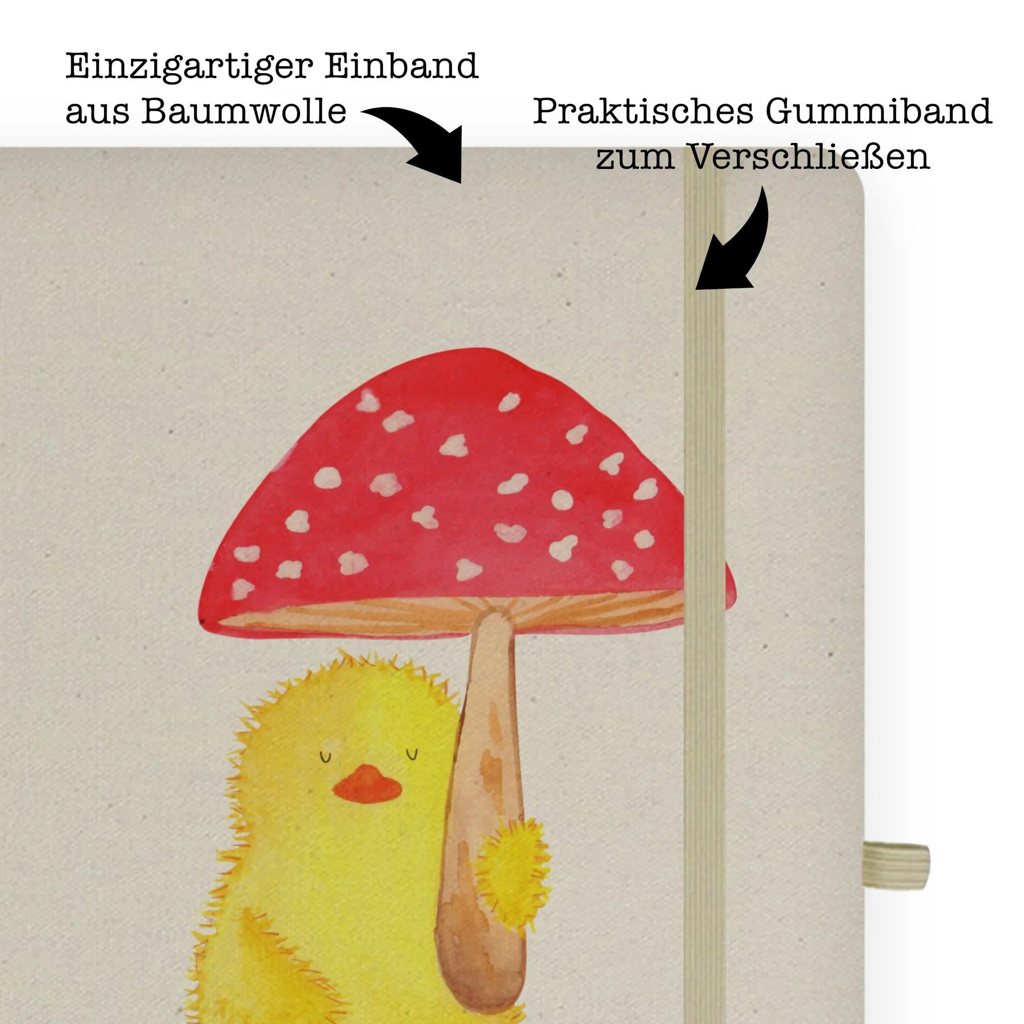 Thumbnail - Mr. & Mrs. Panda Notizbuch Küken Fliegenpilz - Transparent - Geschenk, DIN A4 Notizbuch Softcove Mr. & Mrs. Panda, Premi...