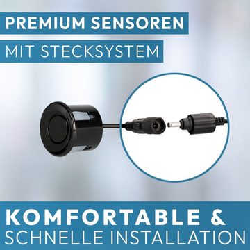 VSG24 Display Premium-Einparkhilfe ECHO PLUS Schwarz PDC-22121 Rückfahrkamera (4 x Parksensoren hinten mit Stecksystem, Parkhilfe inklusive Display)