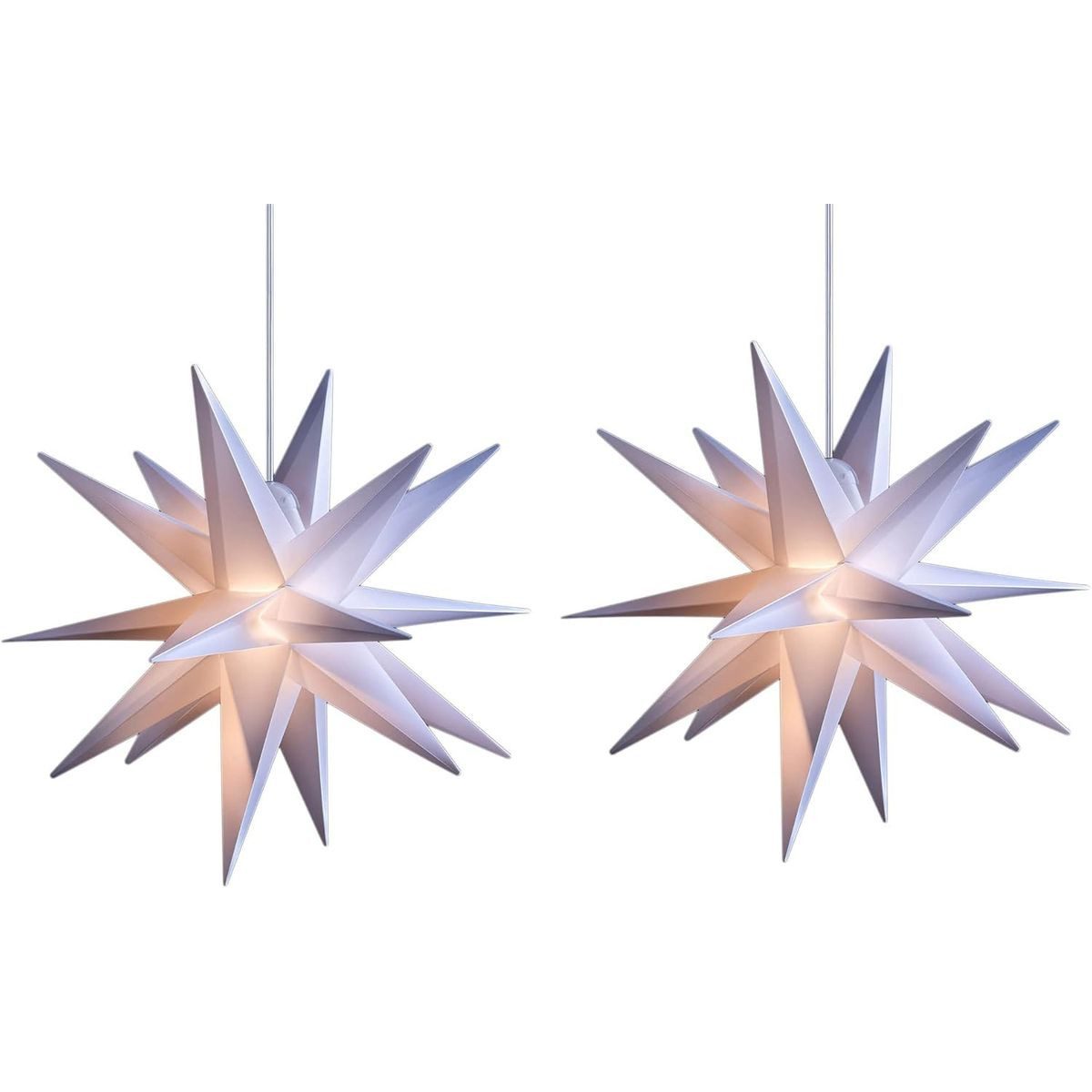 Novaliv LED Dekolicht 6952-2x, 2er Set Weihnachtsstern beleuchtet LED Dekostern 55cm Weiss hochwertig