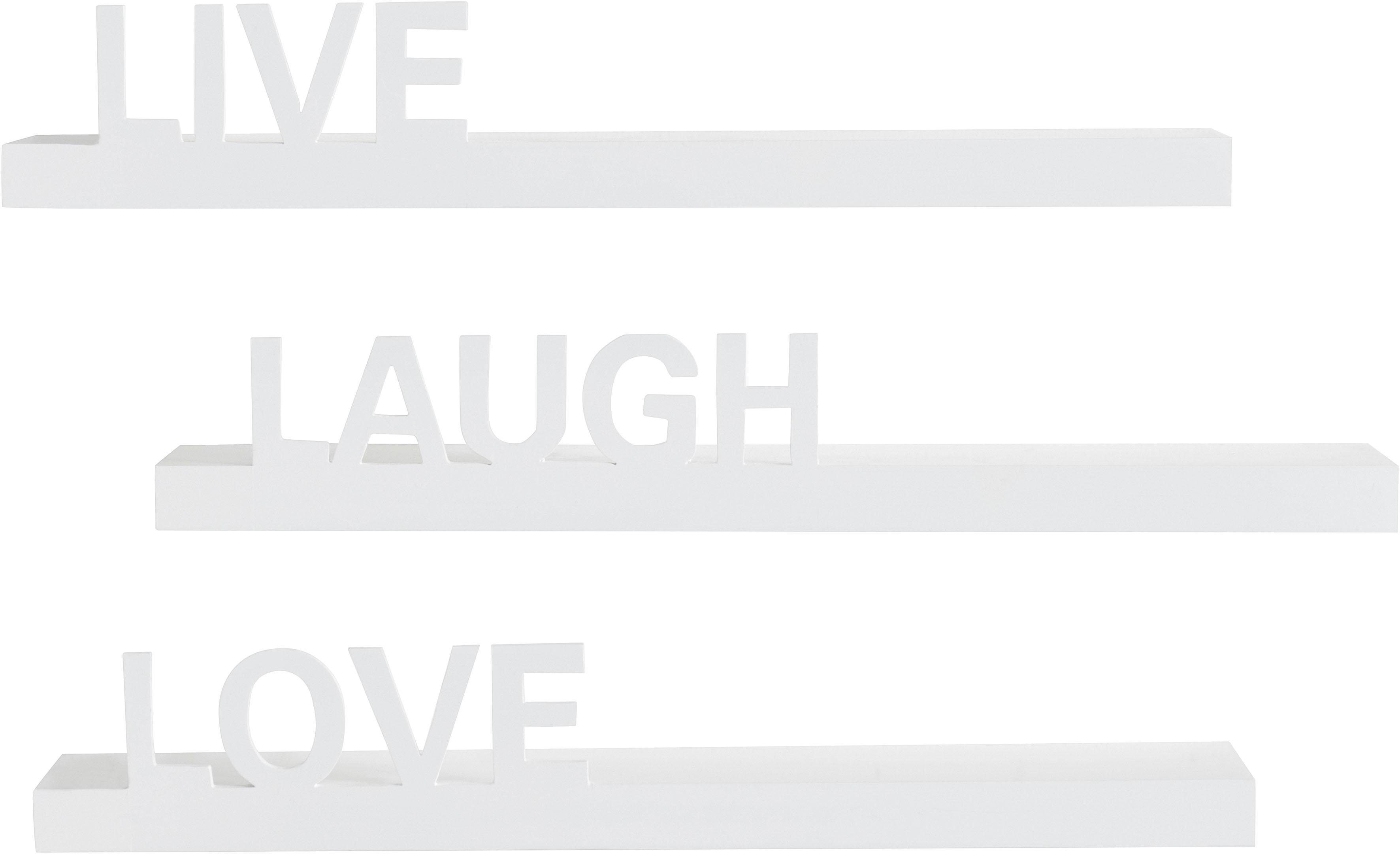 my home Wandregal »Live - Love - Laugh«, Set 3-tlg., Dekoregal, Wanddeko,  mit Schriftzug online kaufen | OTTO