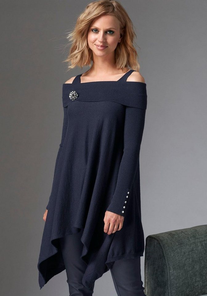 GUIDO MARIA KRETSCHMER Carmenpullover mit Blumenapplikation in Metallic-Optik GUIDO MARIA KRETSCHMER Carmenpullover mit Blumenapplikation in Metallic-Optik