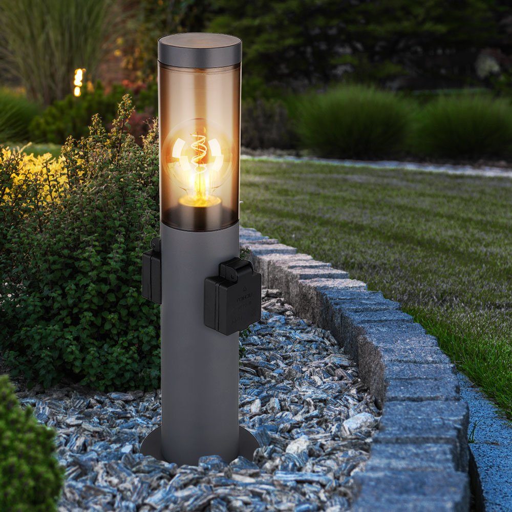 GLOBO LIGHTING Außen-Stehlampe, Leuchtmittel nicht inklusive, Gartenleuchte mit Steckdose anthrazit Aussenleuchte mit