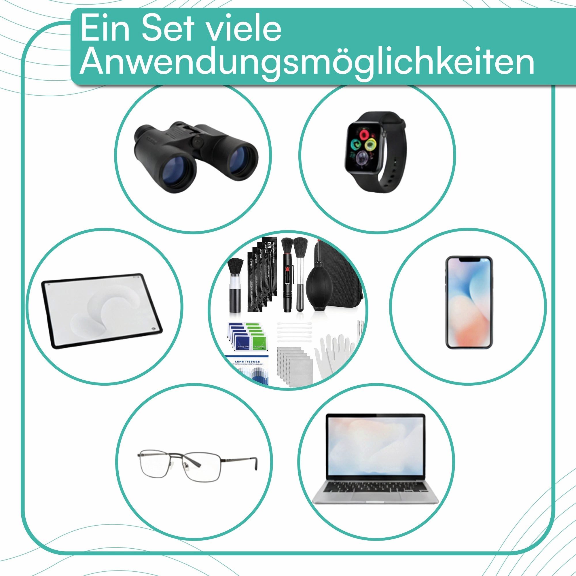 pixly Linsenreiniger Kamera-Reinigungsset 16-teilig Sensor- & Objektiv-Reinigung, mit Blasebalg, Linsenstift, Mikrofasertüchern & APS-C/Vollformat Swabs – Bild 5 von 5