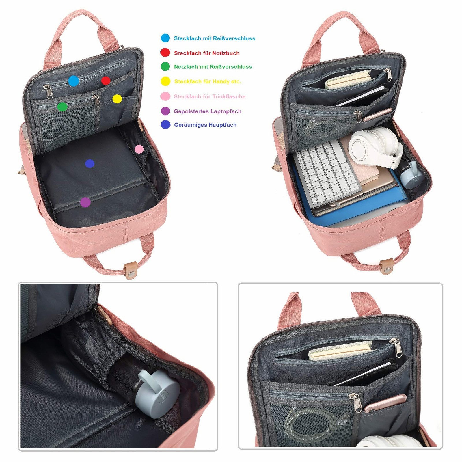 TAN.TOMI Schulrucksack Rucksack für Schule, Arbeit und Freizeit. Tagesrucksack für Teenager, Daypack Rucksack Damen Herren- Anti Diebstahl Tasche – Bild 4 von 5