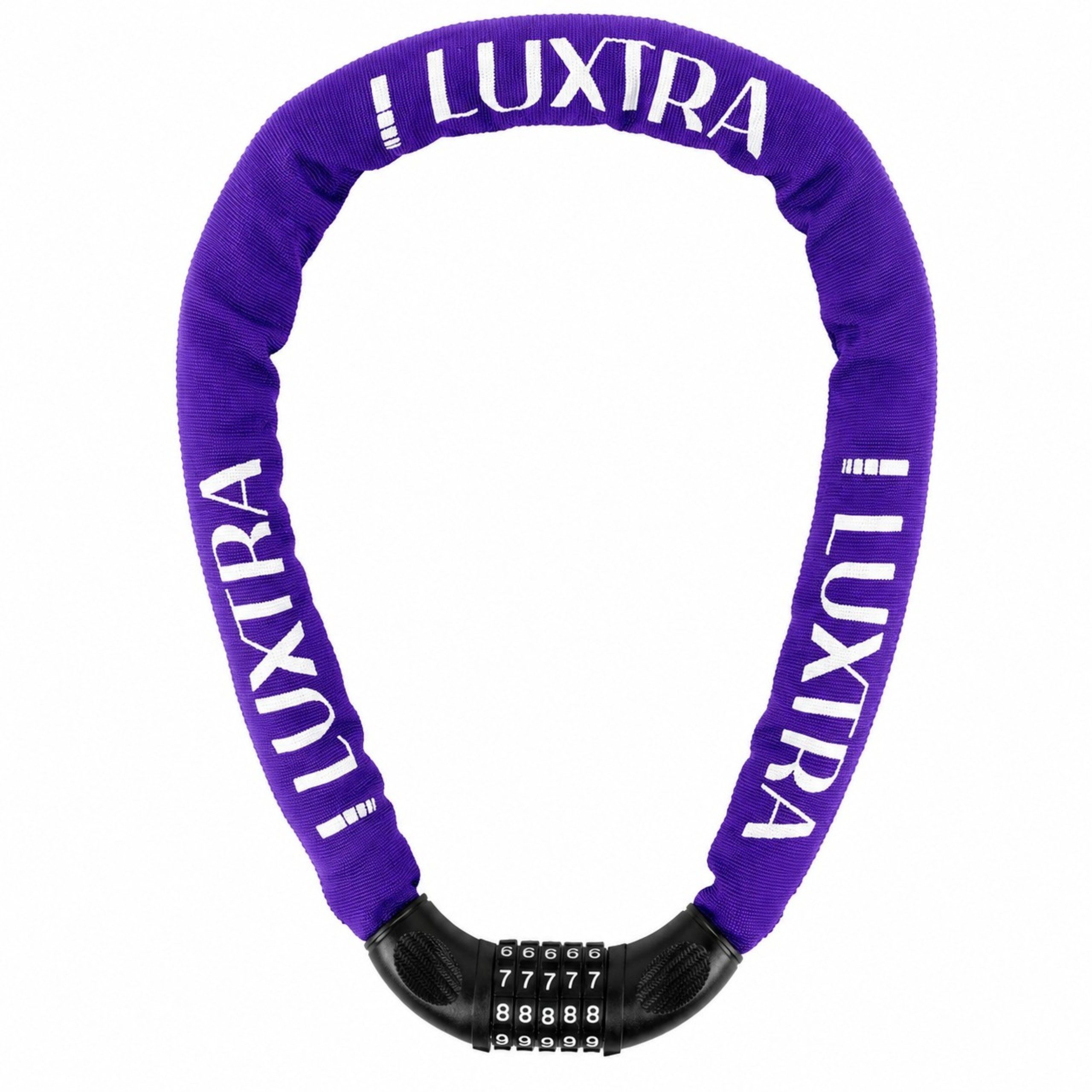 Luxtra Zahlenkettenschloss Luxtra Fahrradschloss mit Zahlencode, robust & sicher, Lila, 1 m