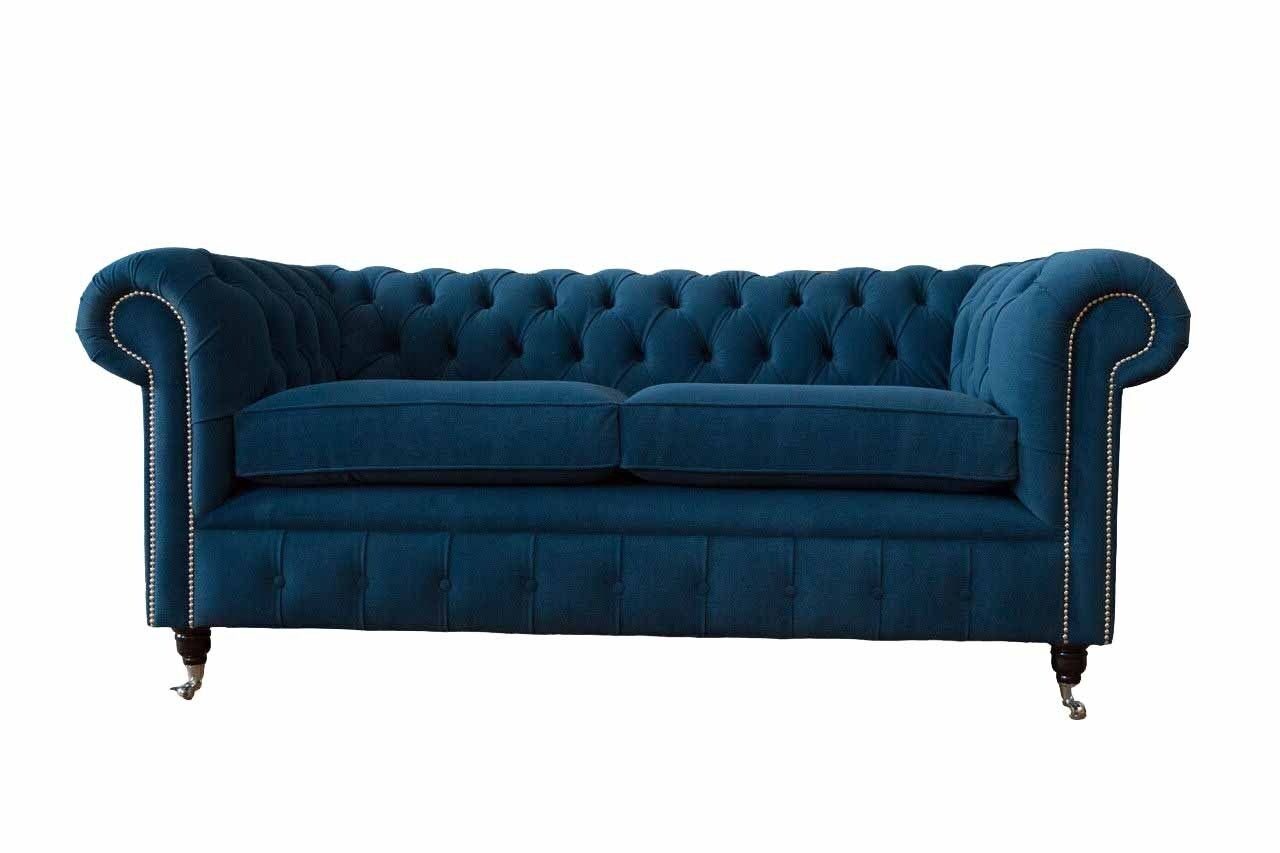 JVmoebel Sofa Sofa 3 Sitzer Couch Chesterfield Polster Sitz Stoff Textil Design Neu, Made In Europe