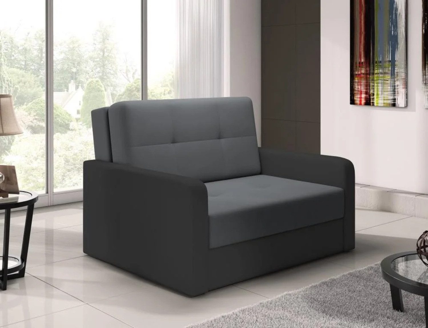 MOEBLO Schlafsofa ERIK II, Kleines Sofa Sessel in Bett Convertible Wohnzimmer Teenagerzimmer Stoff, mit Schlaffunktion - (BxHxT): 132x92x104 cm