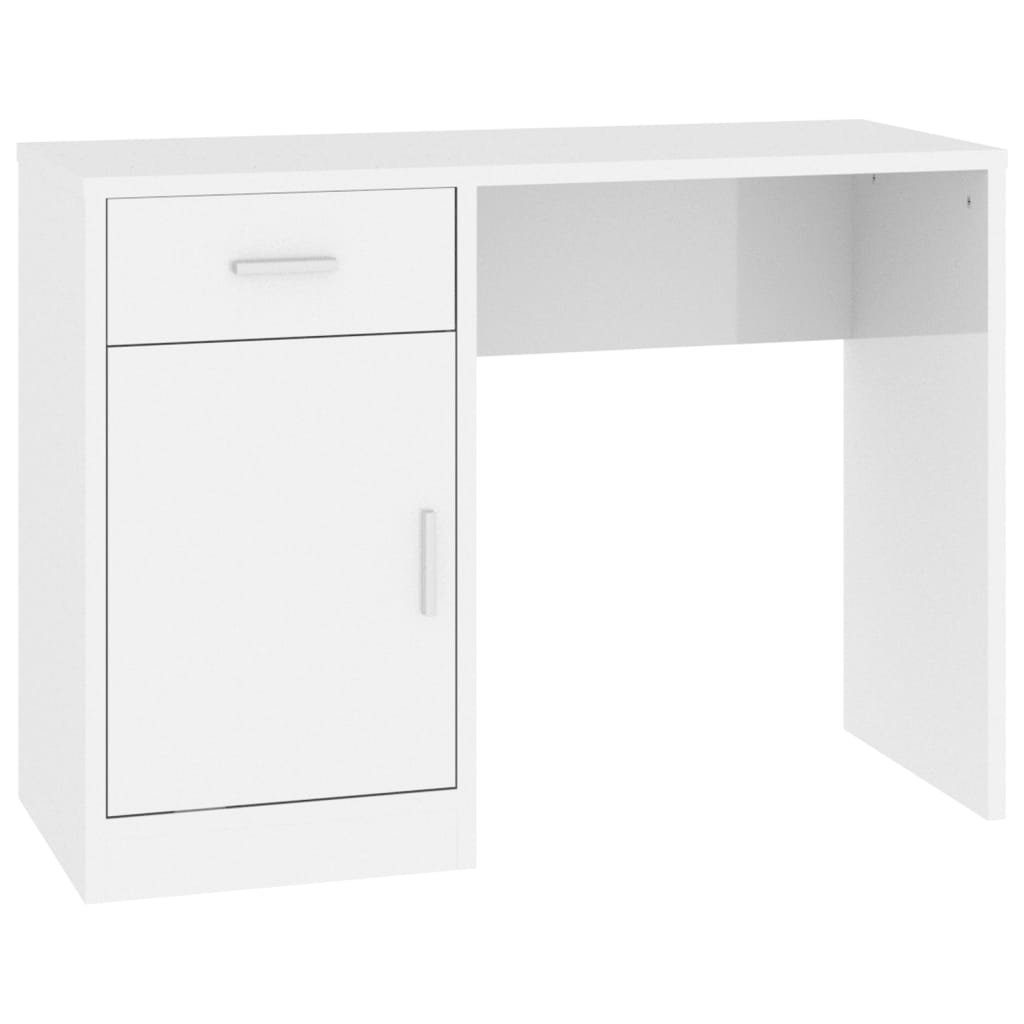 Schreibtisch Schreibtisch Bürotisch mit Stauraum Hochglanz-Weiß 100x40x73 cm