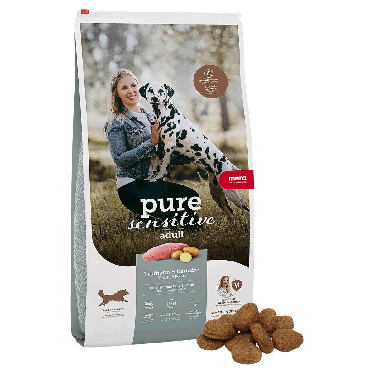 Mera Dog Pure Sensitive Truthahn & Kartoffel 4 kg, Trockenfutter für: Hund