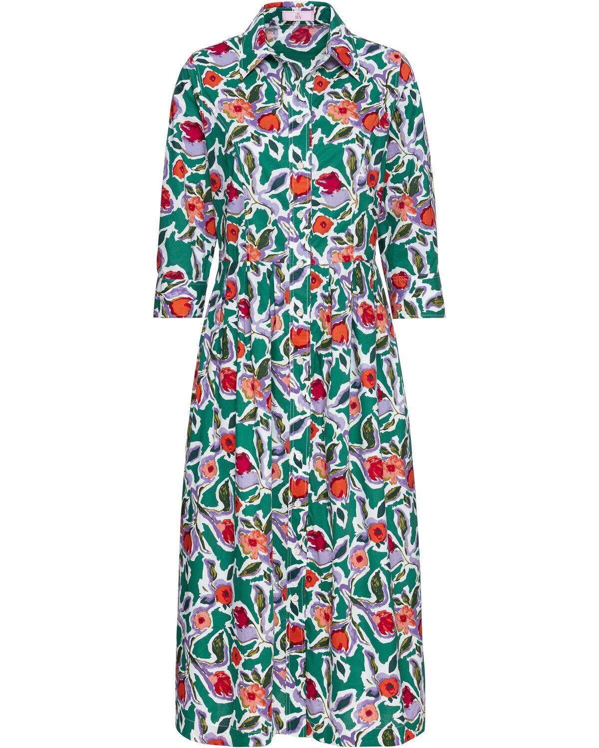 Midikleid Hemdblusenkleid mit Blumenmuster