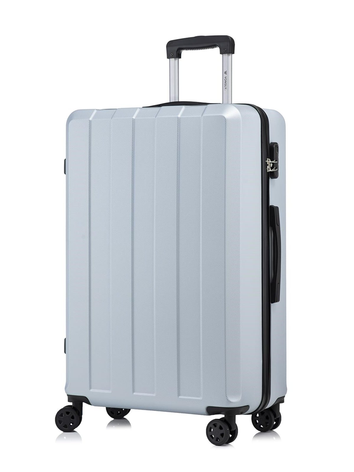 YONSLY Koffer Reisekoffer Trolley Rollkoffer Hartschalenkoffer Größenwahl aus ABS, 4 Rollen, Zahlenschloss 360°-Doppelrollen weicher Gummigriff Aluminium-Elemente
